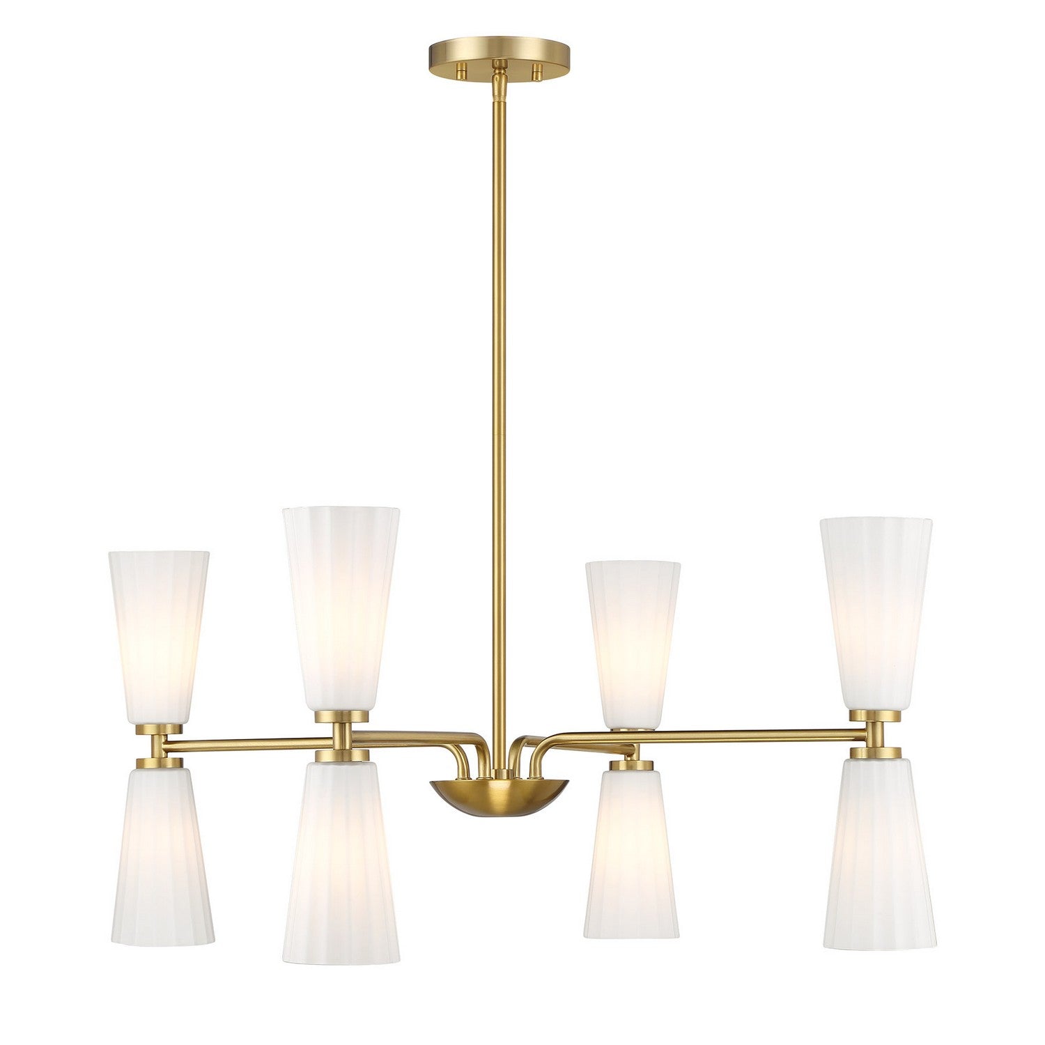 Meridian M100126NB Eight Light Chandelier in Natural Brass