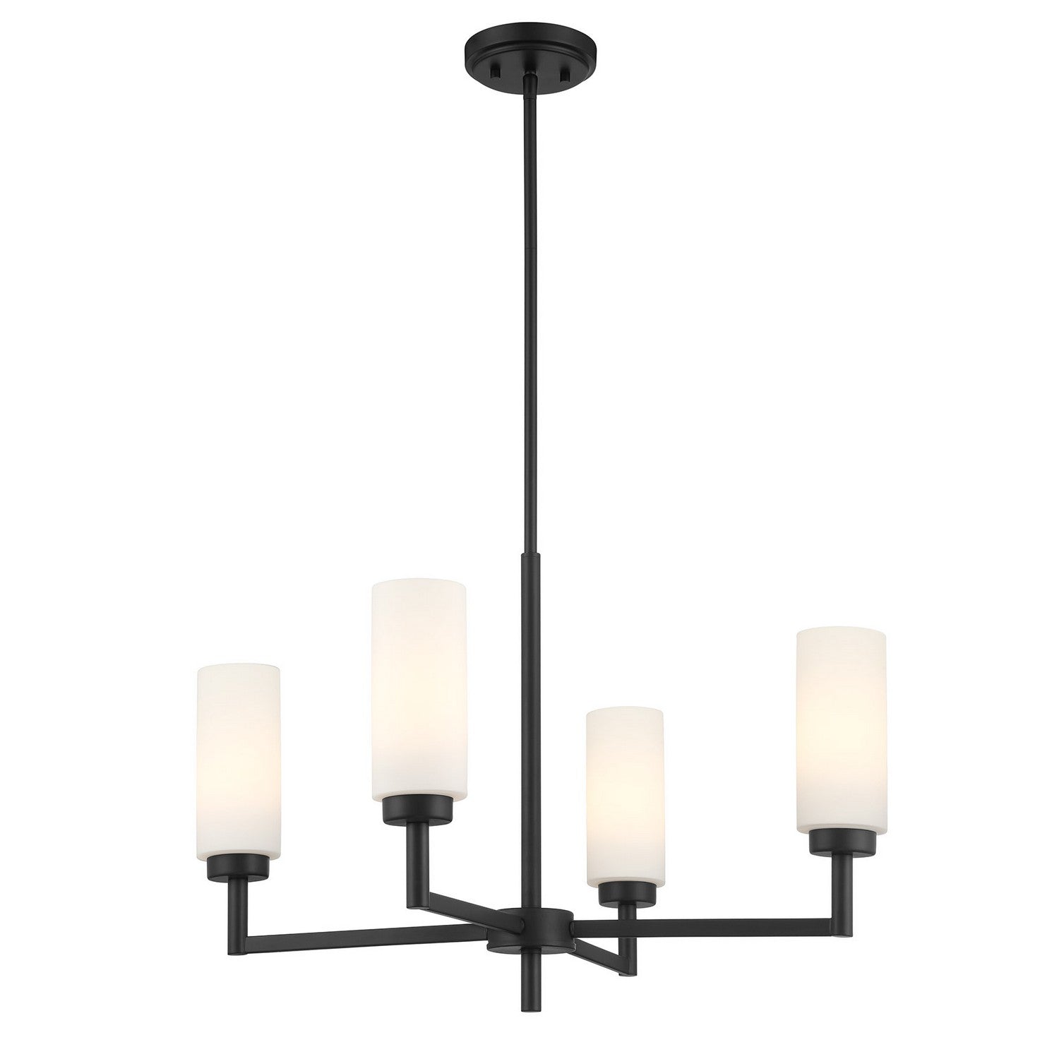 Meridian M100129MBK Four Light Chandelier in Matte Black