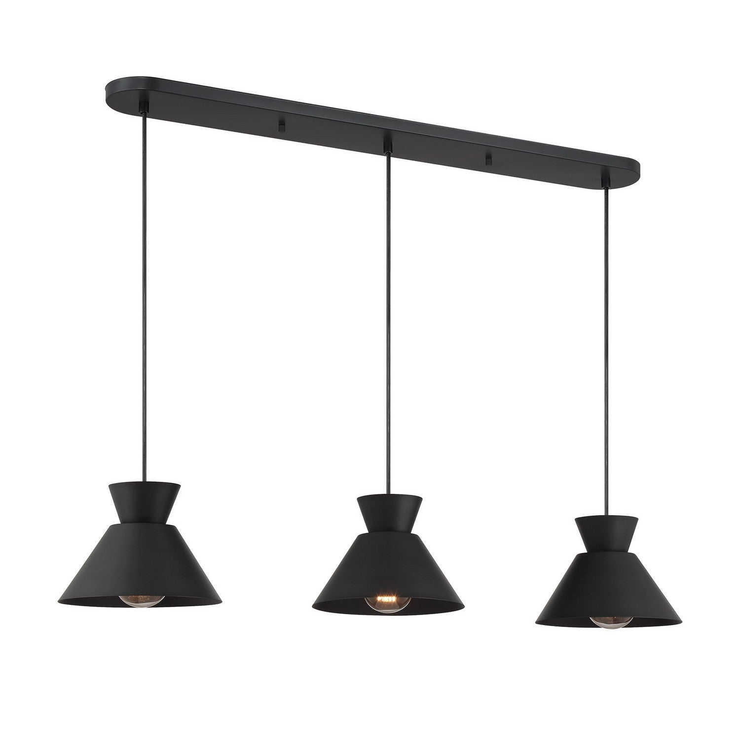 Meridian M100134MBK Three Light Linear Chandelier in Matte Black