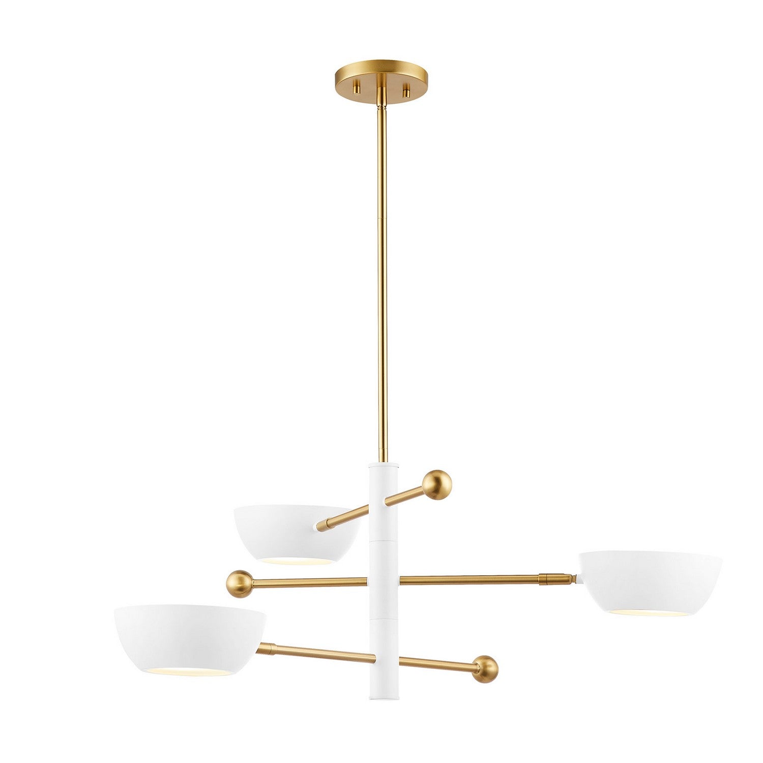 Meridian M100143WHNB Trois lumières Suspendu en laiton blanc et naturel