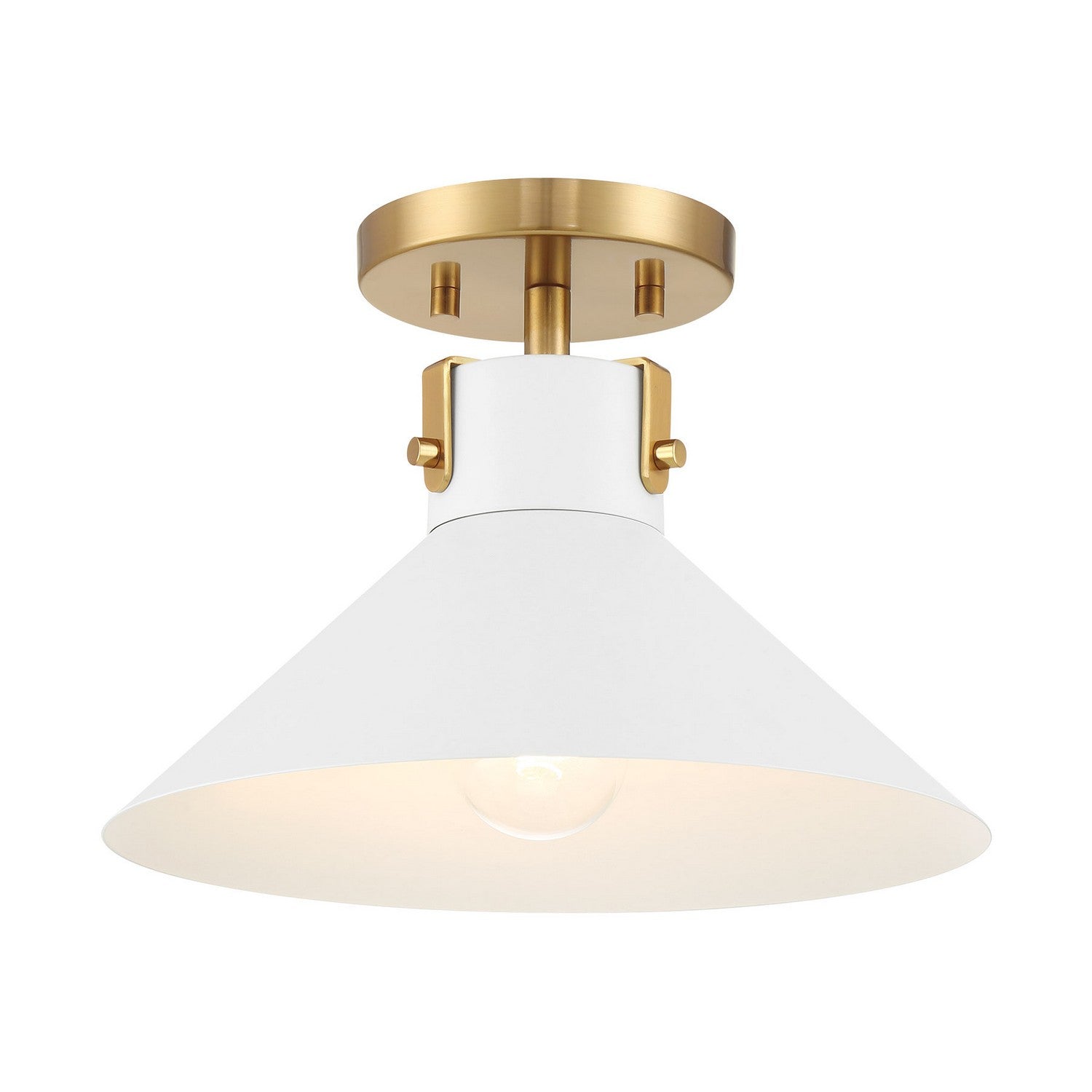 Meridian M60078WHNB Une lumière semi--Plafonnier en laiton blanc et naturel