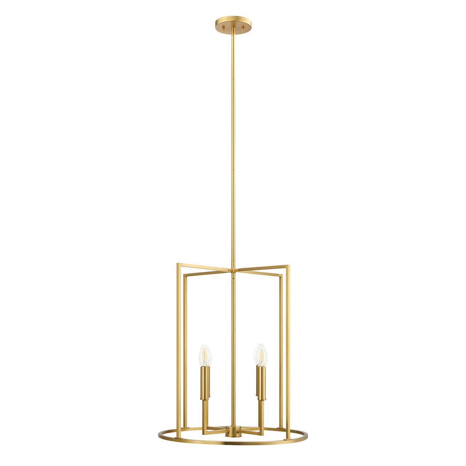 Meridian M7044NB Four Light Pendant in Natural Brass