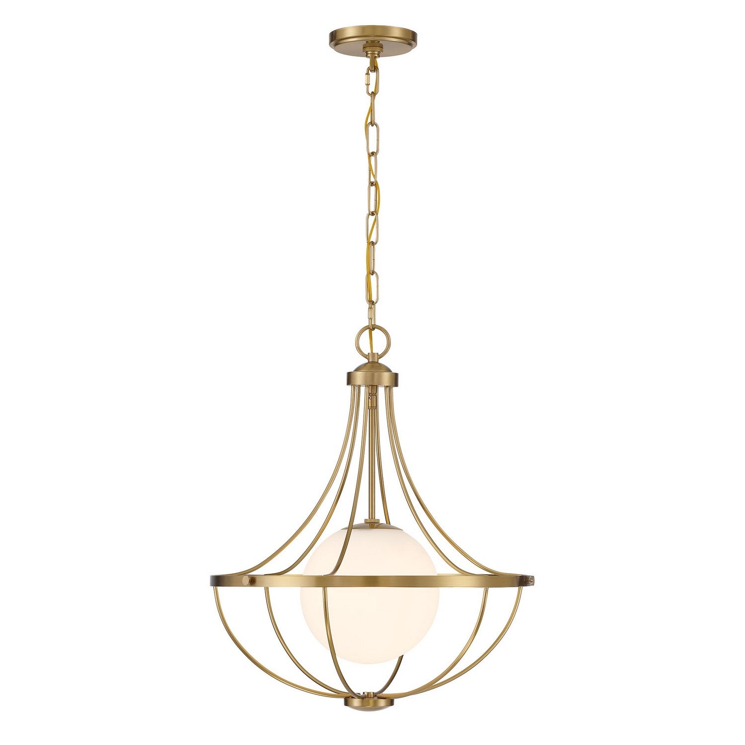 Meridian M7047NB One Light Pendant in Natural Brass