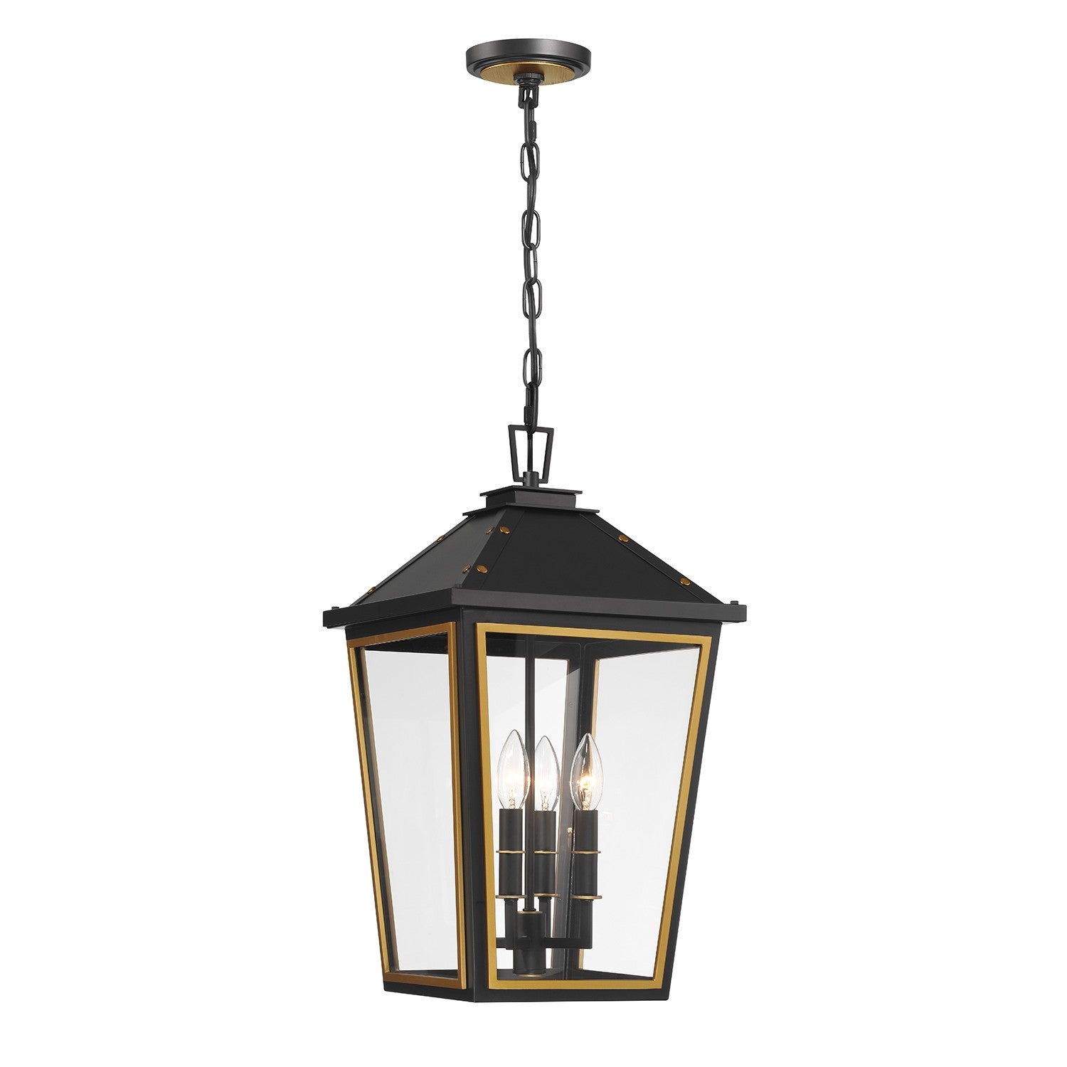Crystorama - HAW-605-MK-TG - Quatre lampes extérieures Suspension - Hawkins - Noir mat + Or texturé