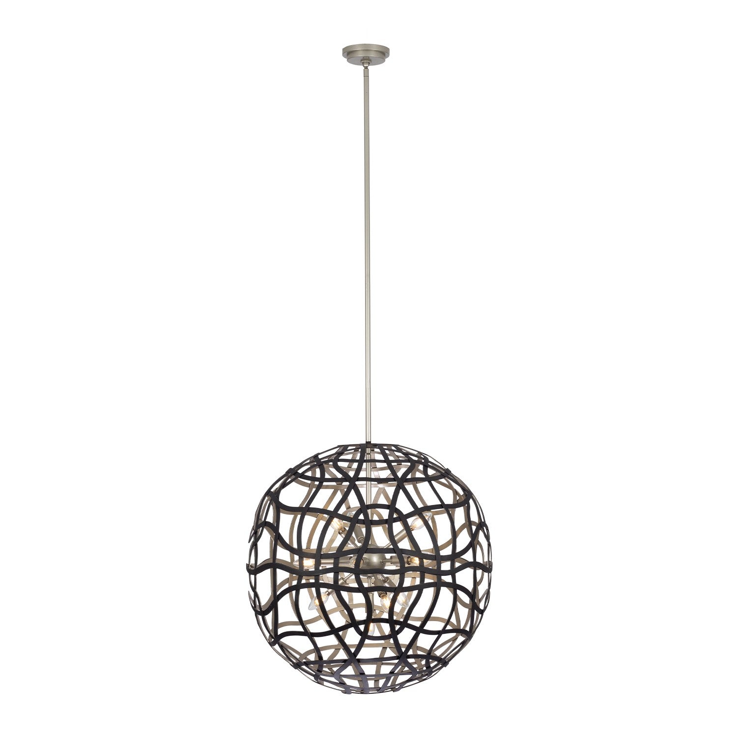 Kalco - 525855BTS - 13 Lumières Suspension - ENTICE - Noir mat / Argent terni