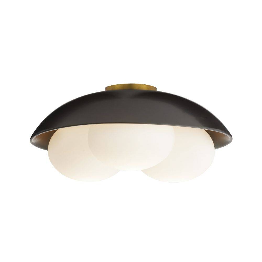 Arteriors - GADFC02 - Trois lumières Plafonnier - Glaçure - Noir mat