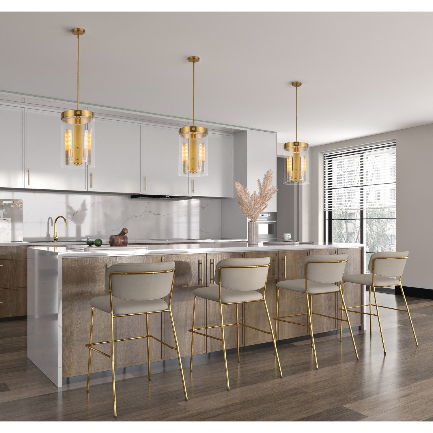 Artcraft Canada - AC10051BR - Three Light Pendant - Dahlia - Brushed Brass