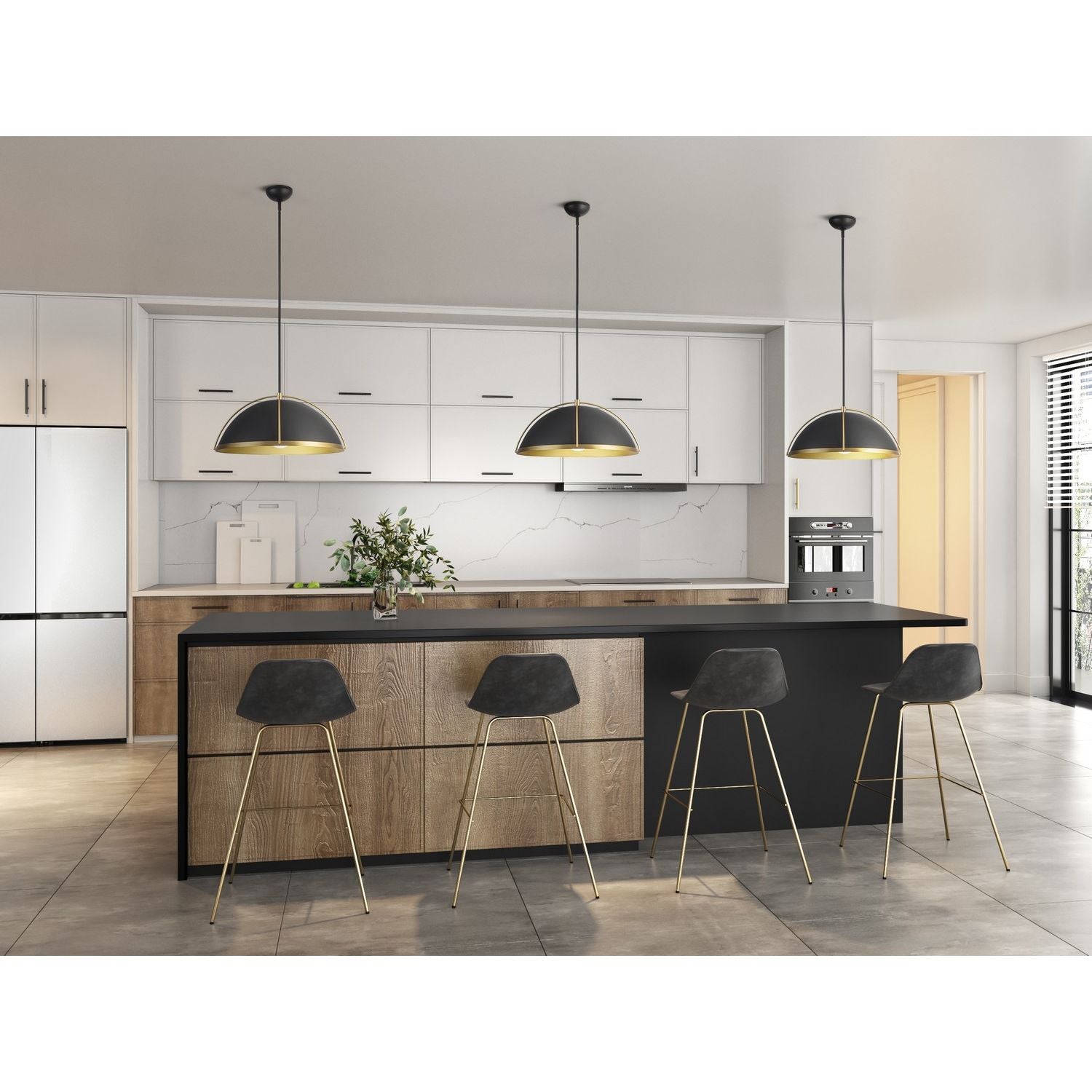 Artcraft Canada - AC12041BB - One Light Pendant - Dahlia - Black, Brushed Brass