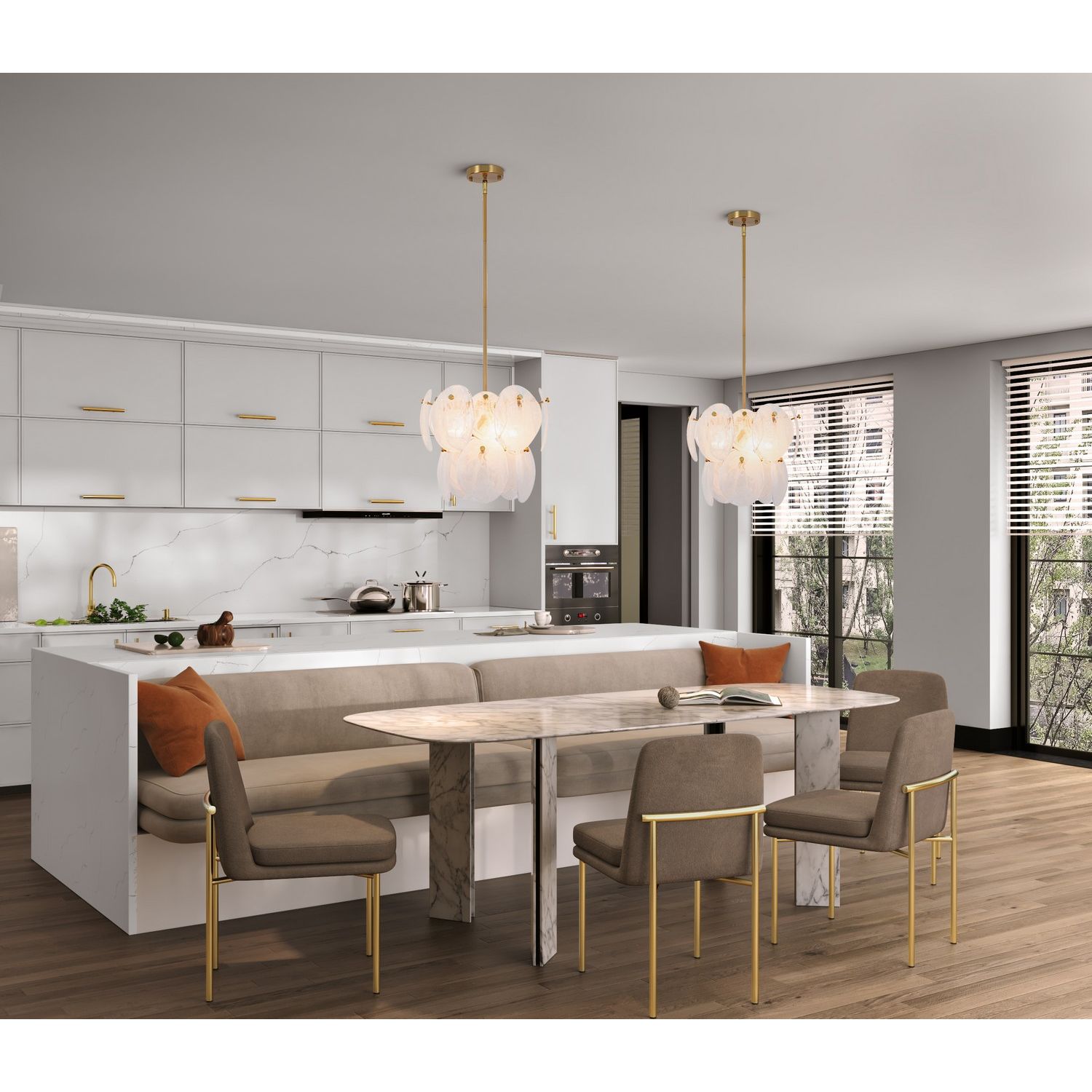 Artcraft Canada - AC12210BR - Four Light Pendant - Lily - Brushed Brass