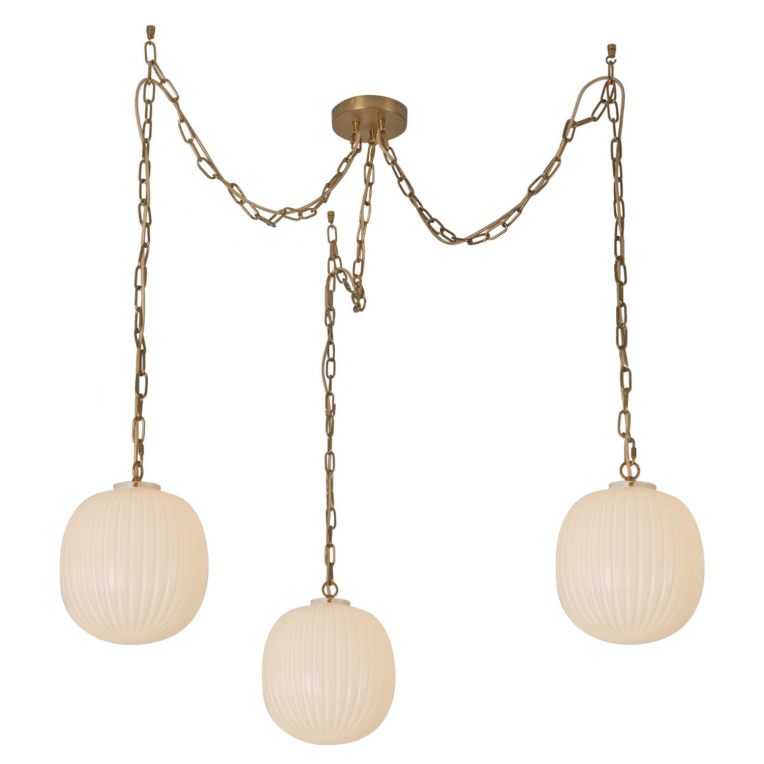Alora Canada - MP579712BGGR - Three Light Pendant - Cherise - Brushed Gold/Glossy Ribbed Opal Glass