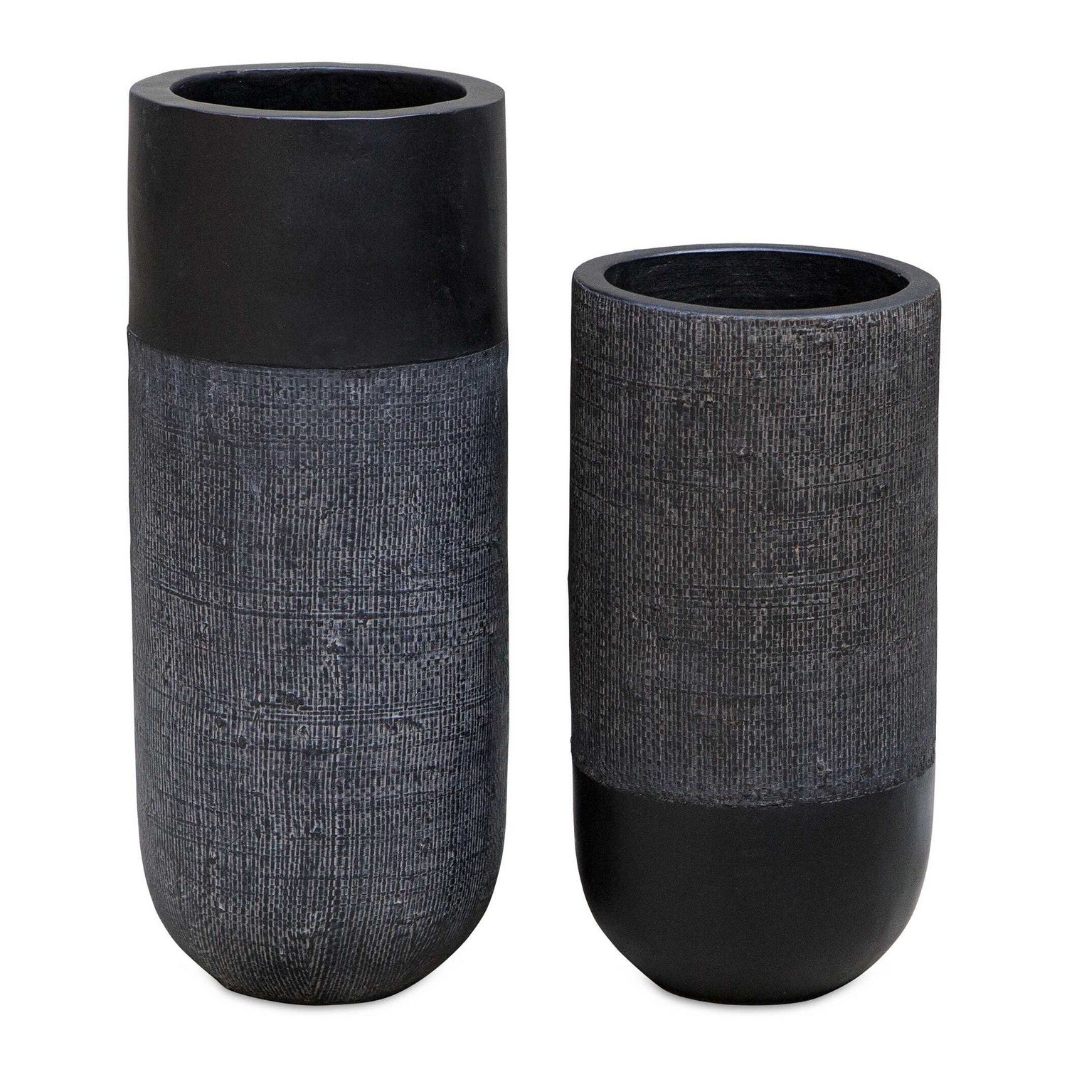 Uttermost - 17122 - Vases, lot de 2 - Woven Shadow - Terre cuite noire