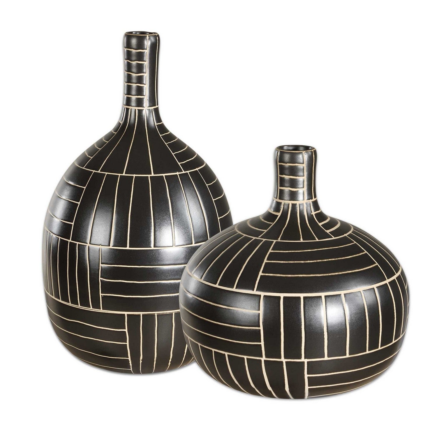 Uttermost - 18271 - Ensemble de 2 vases - Graphite - Noir