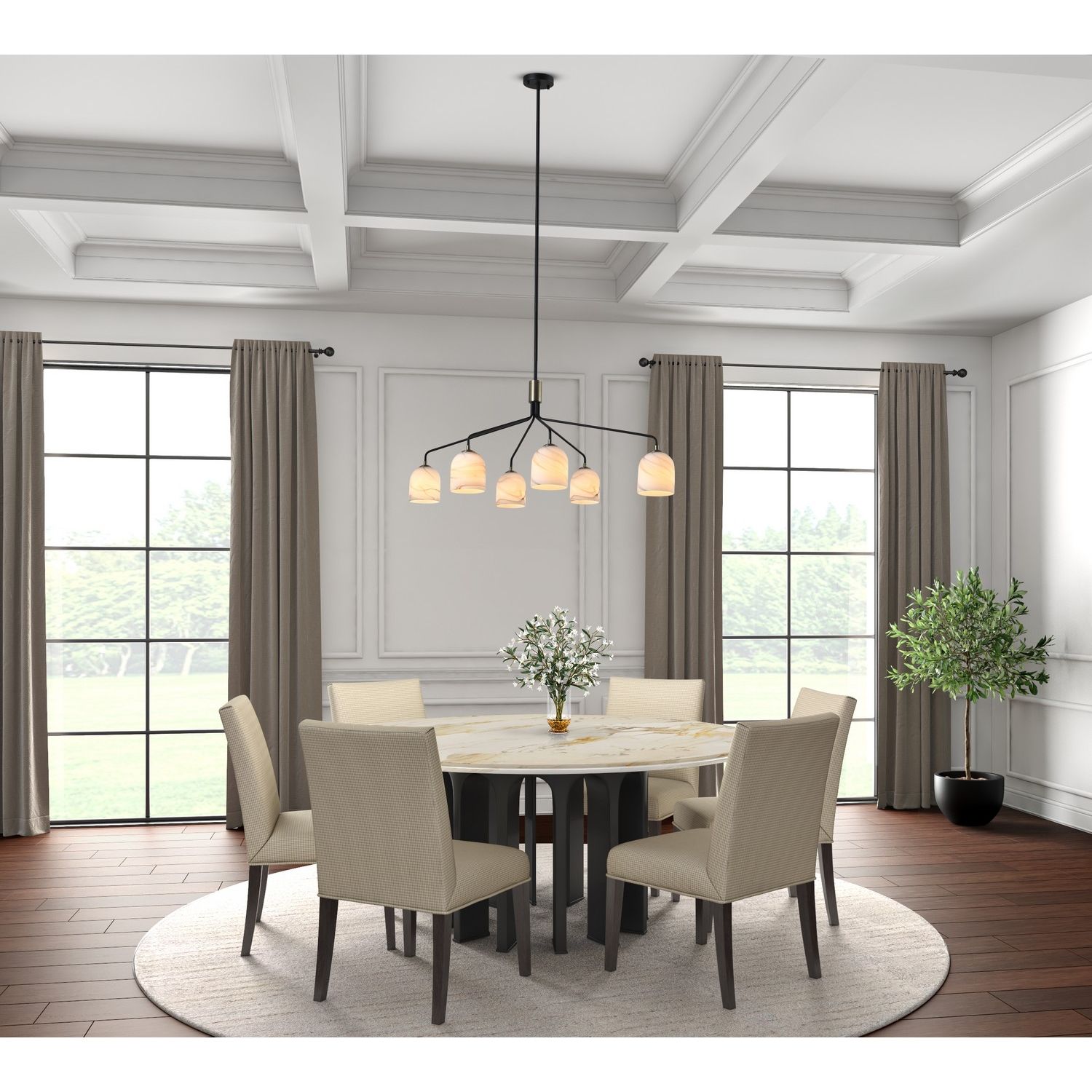 Artcraft Canada - SC13376BB - Six Light Chandelier - Crema - Black, Brushed Brass