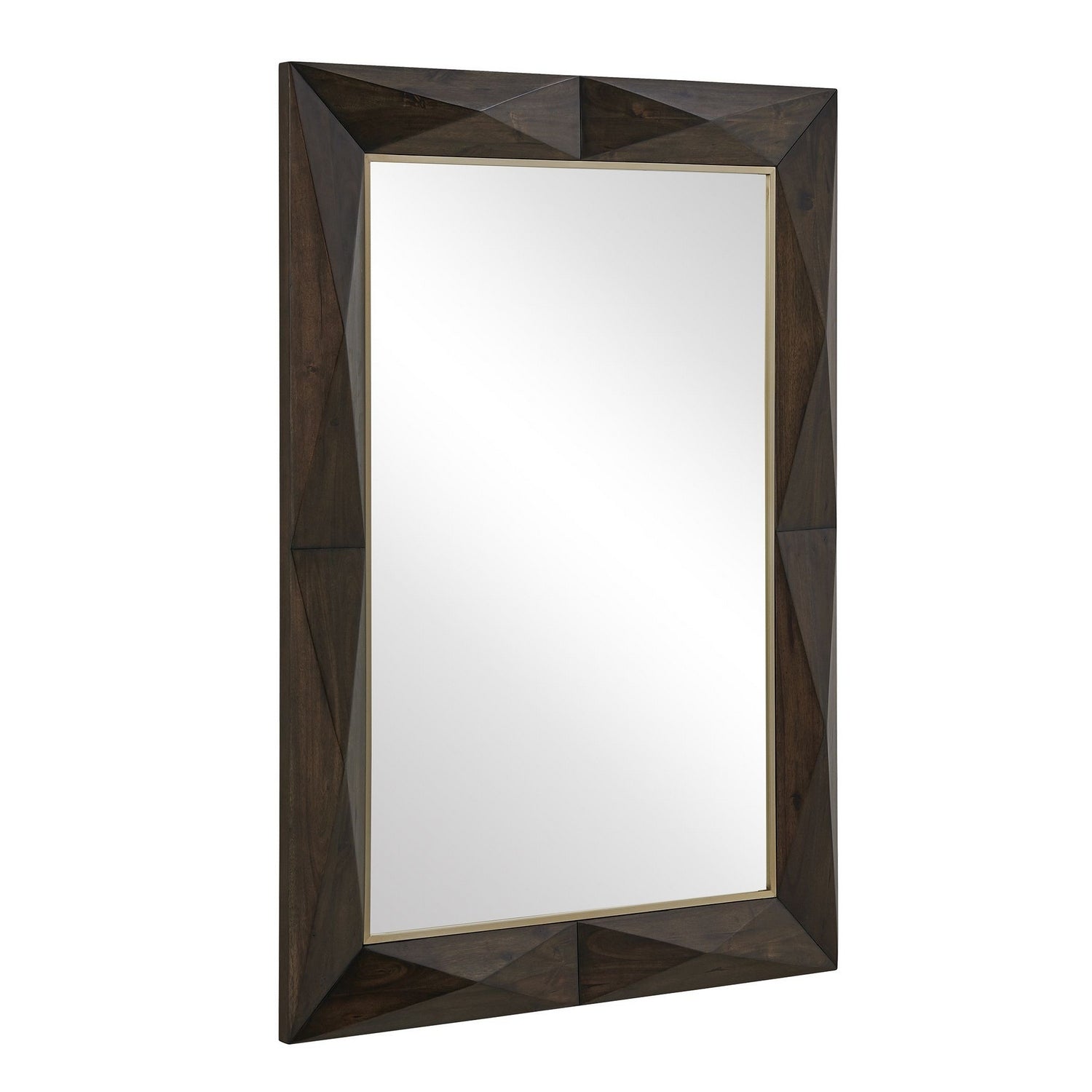 Uttermost - 08285 - Miroir - Diamant brut - Teinte noyer foncé avec acier inoxydable plaqué laiton