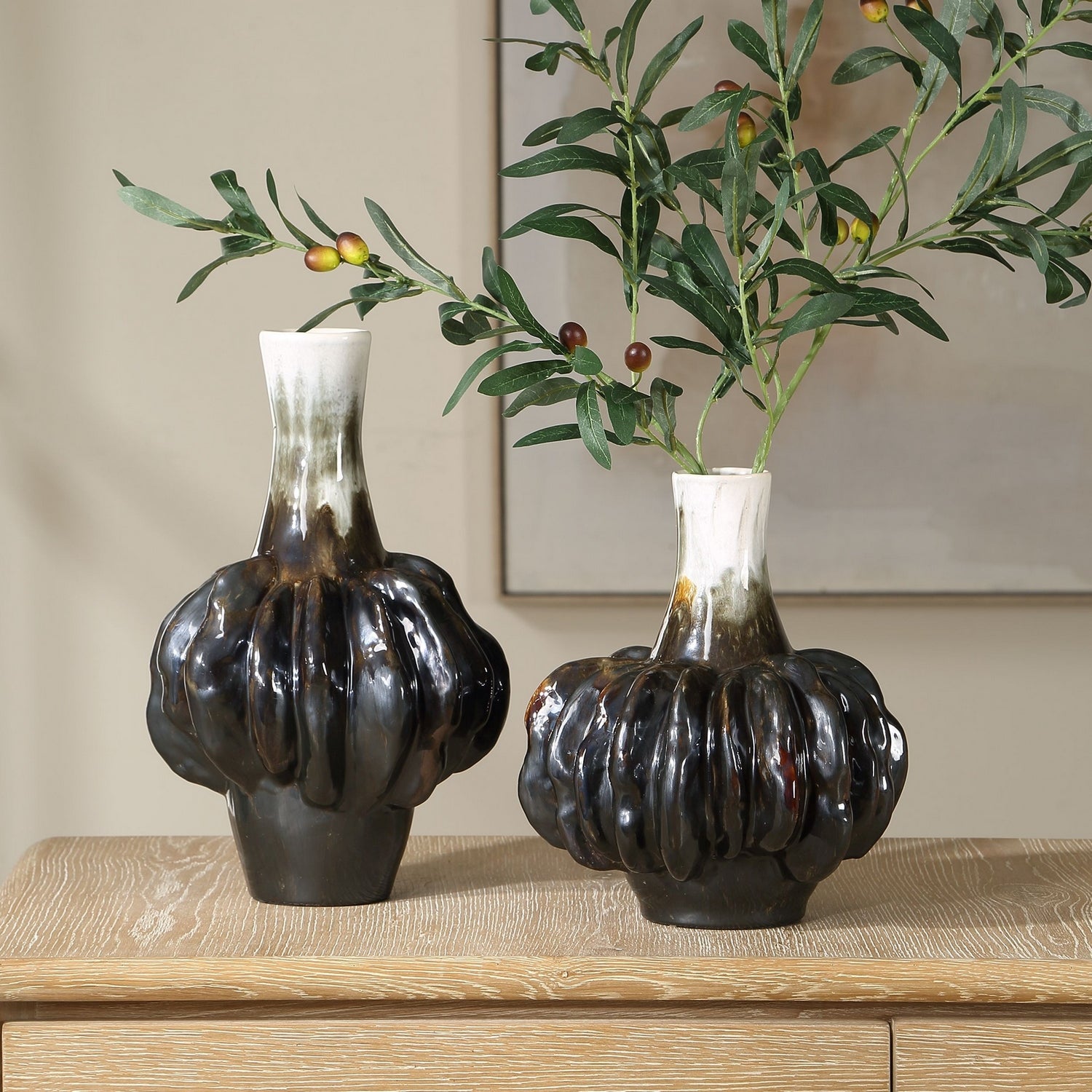 Uttermost - 18313 - Ensemble de 2 vases - Ombrien - Brun et bronze
