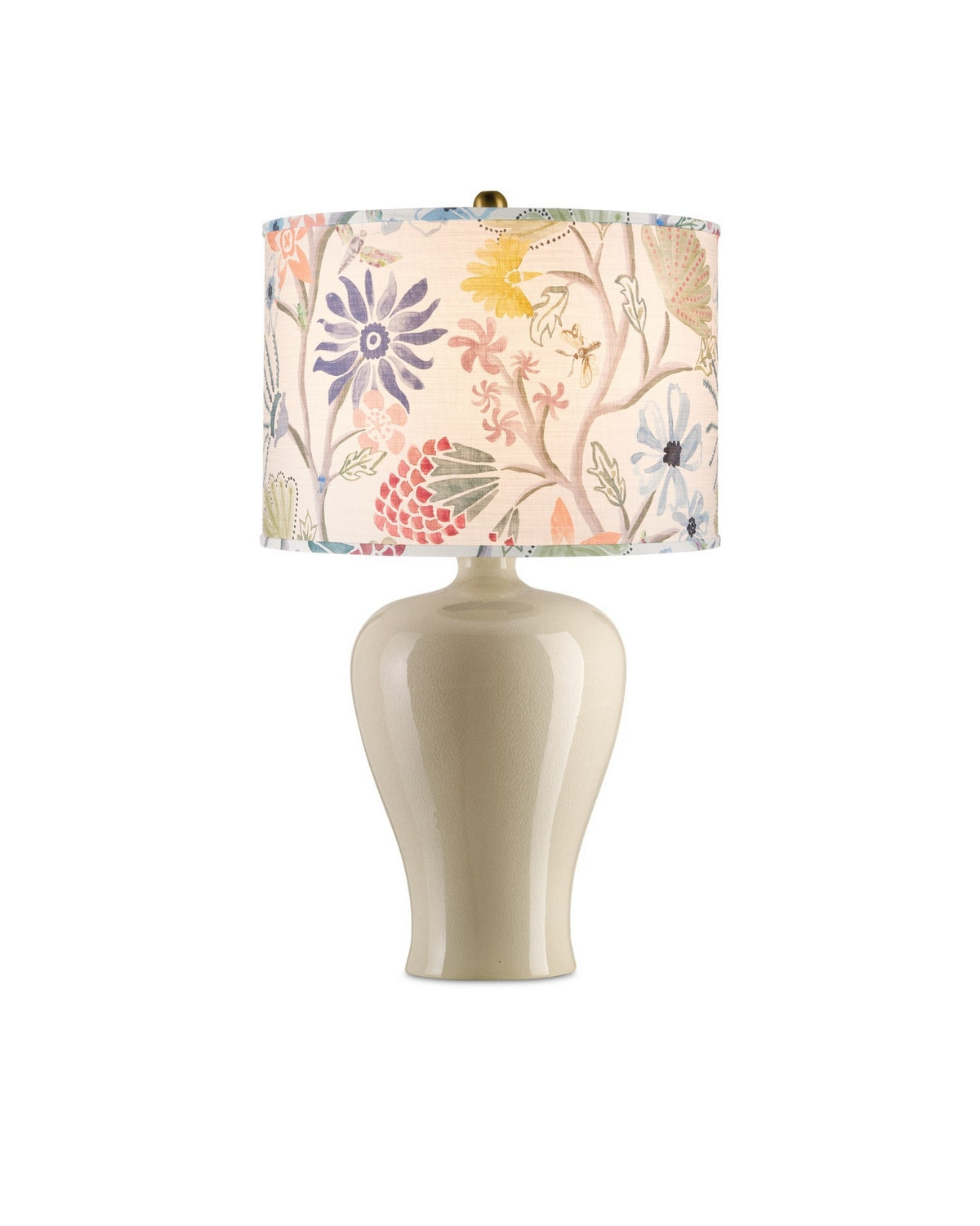 Abat-jour tambour Madeline de Currey and Company 0900-6010, coloris ivoire/bleu/vert/jaune/magenta