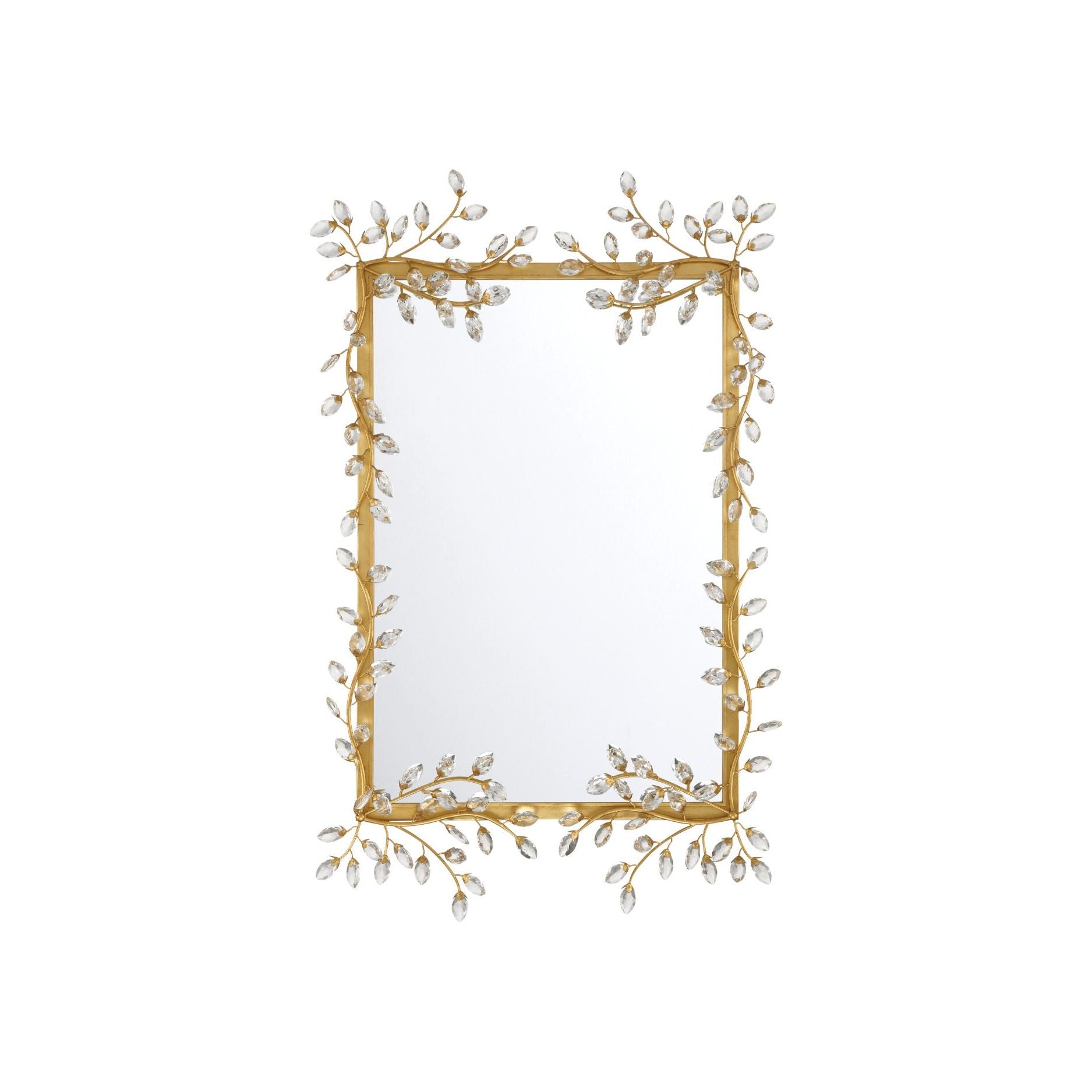 Currey and Company - 1000-0161 - Mirror - Forget-Me-Not - Clear / Chinois Gold Leaf
