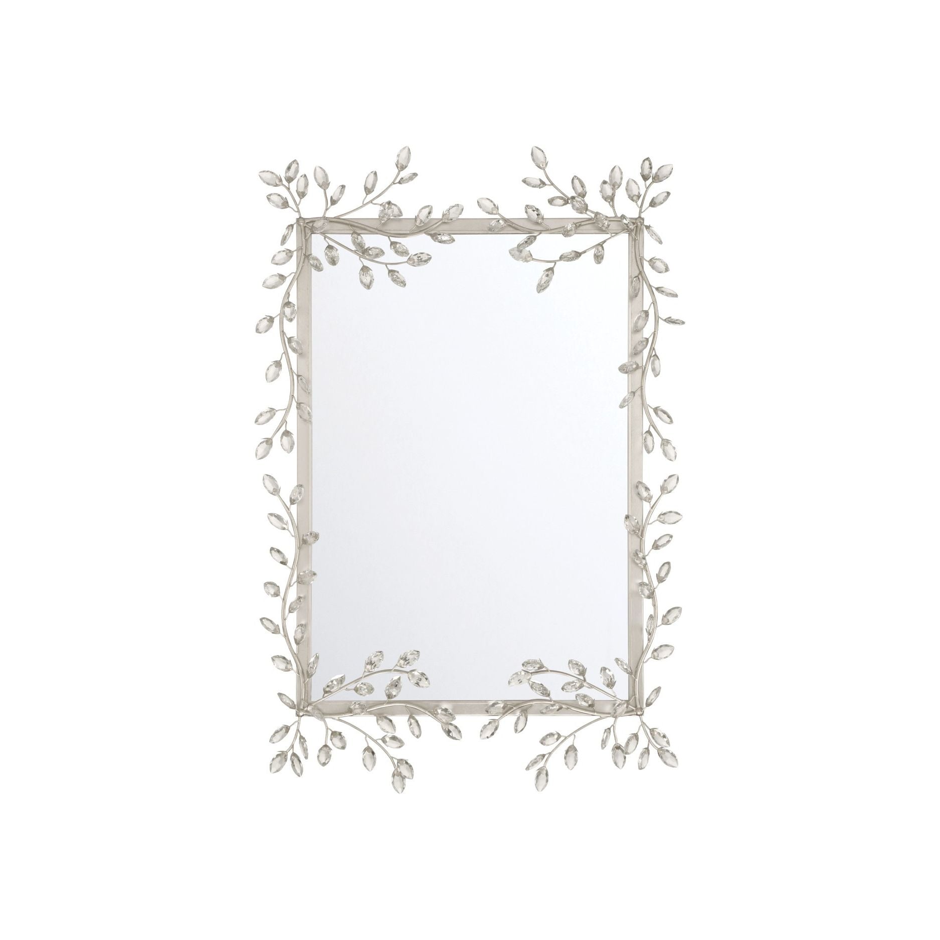 Currey and Company - 1000-0162 - Mirror - Forget-Me-Not - Clear / Silver Leaf
