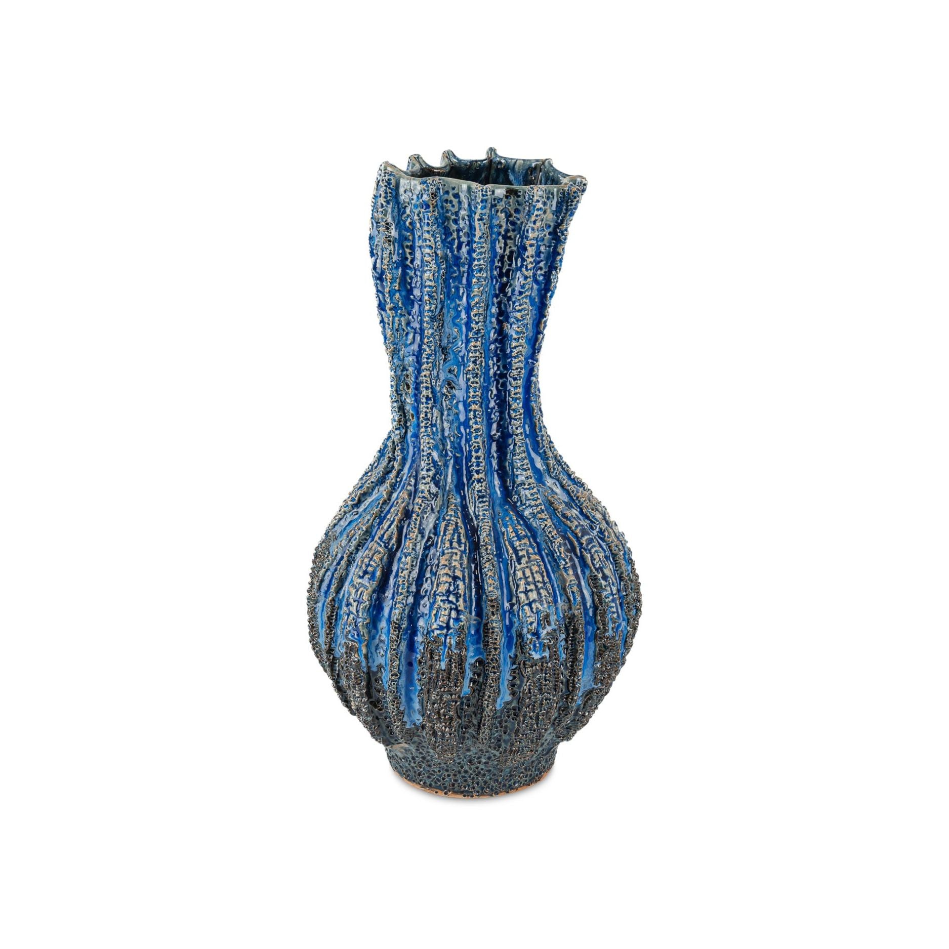 Currey and Company - 1200-1048 - Vase - Folios Vase - Reactive Dark Blue