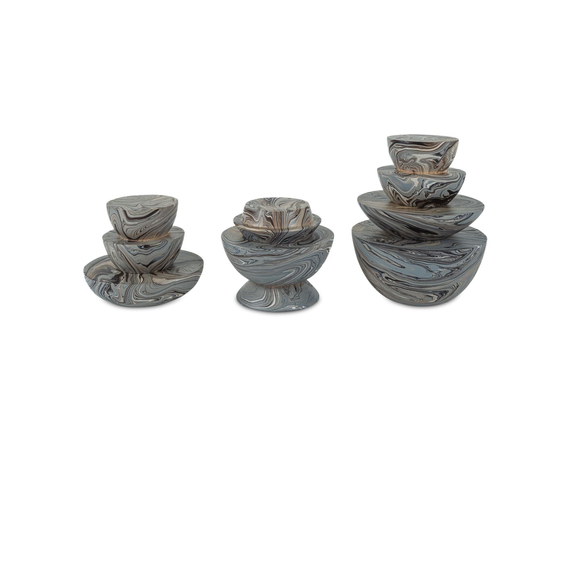 Currey and Company - 1200-1049 - Box Set of 3 - Marbleized - Marbleized Gray