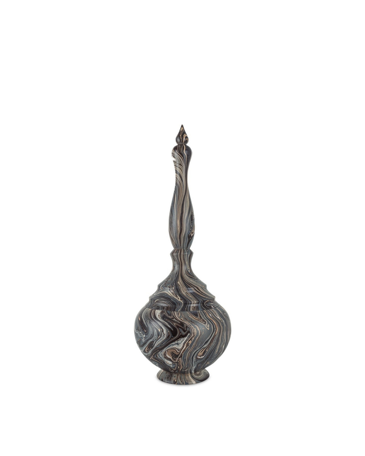 Currey and Company 1200-1051 Marbleized Turret Box in Marbleized Brown