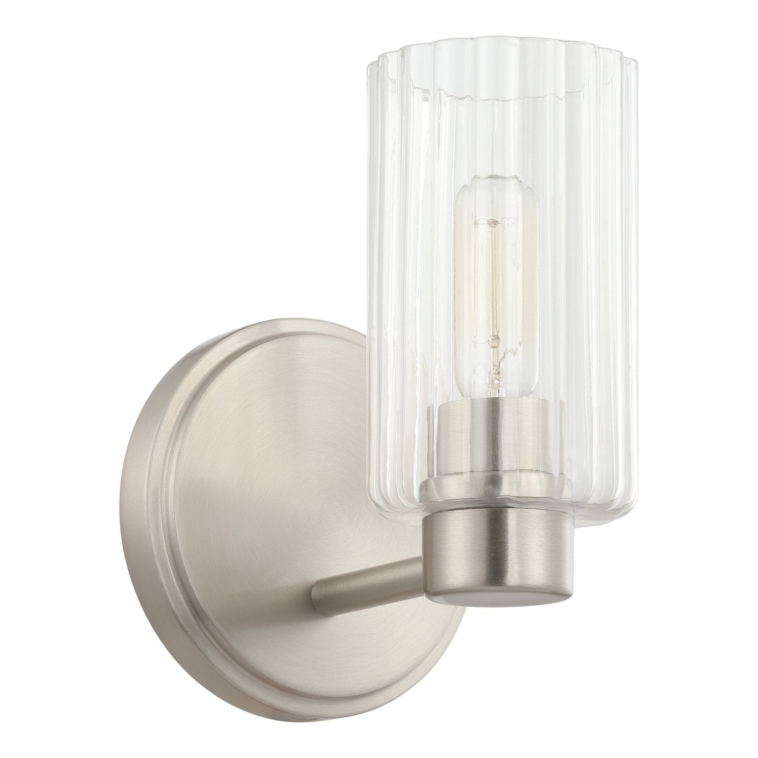 Éclairage de thèse 207027A Bedminster Murale en nickel brossé, nervuré transparent