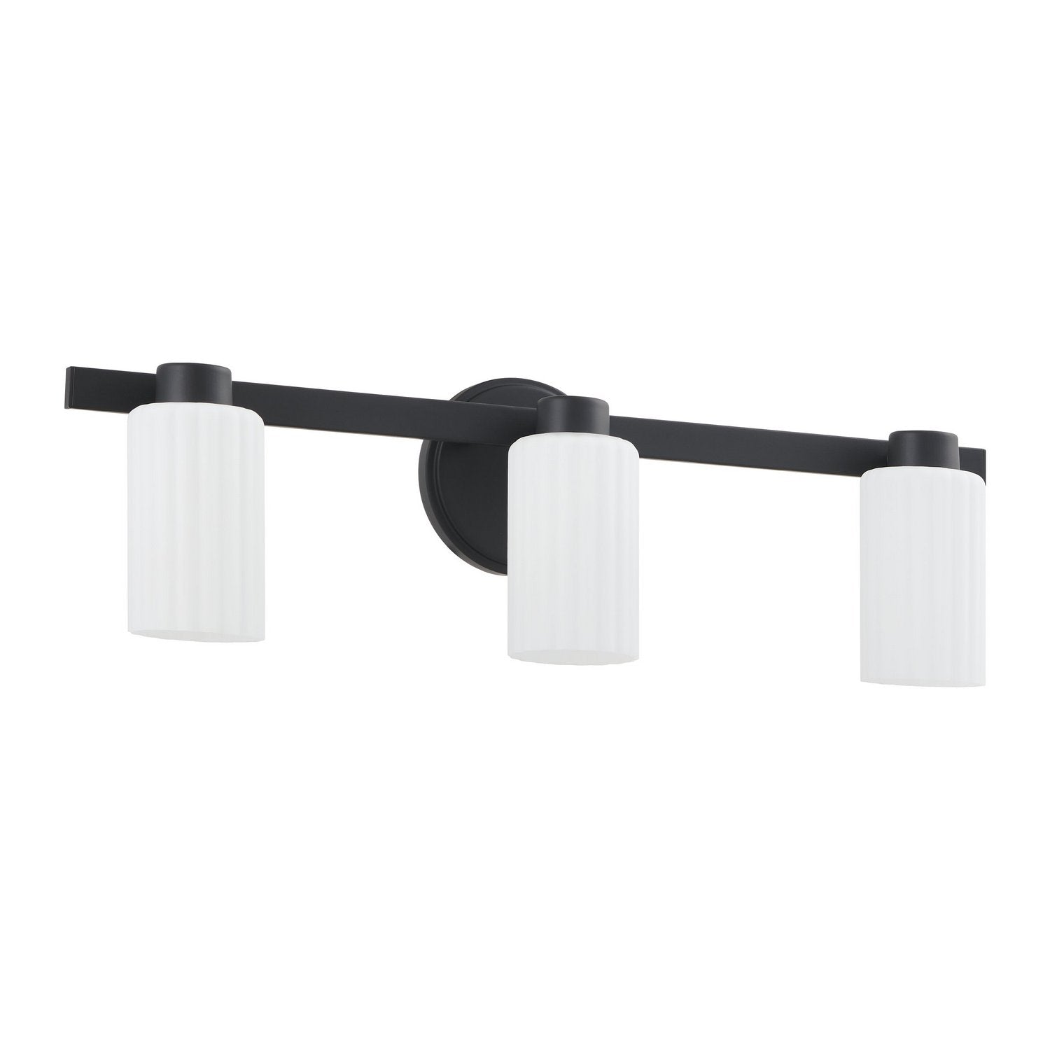 Thesis Lighting 207036A Bedminster Vanity in Matte Black, Opal Ribbed