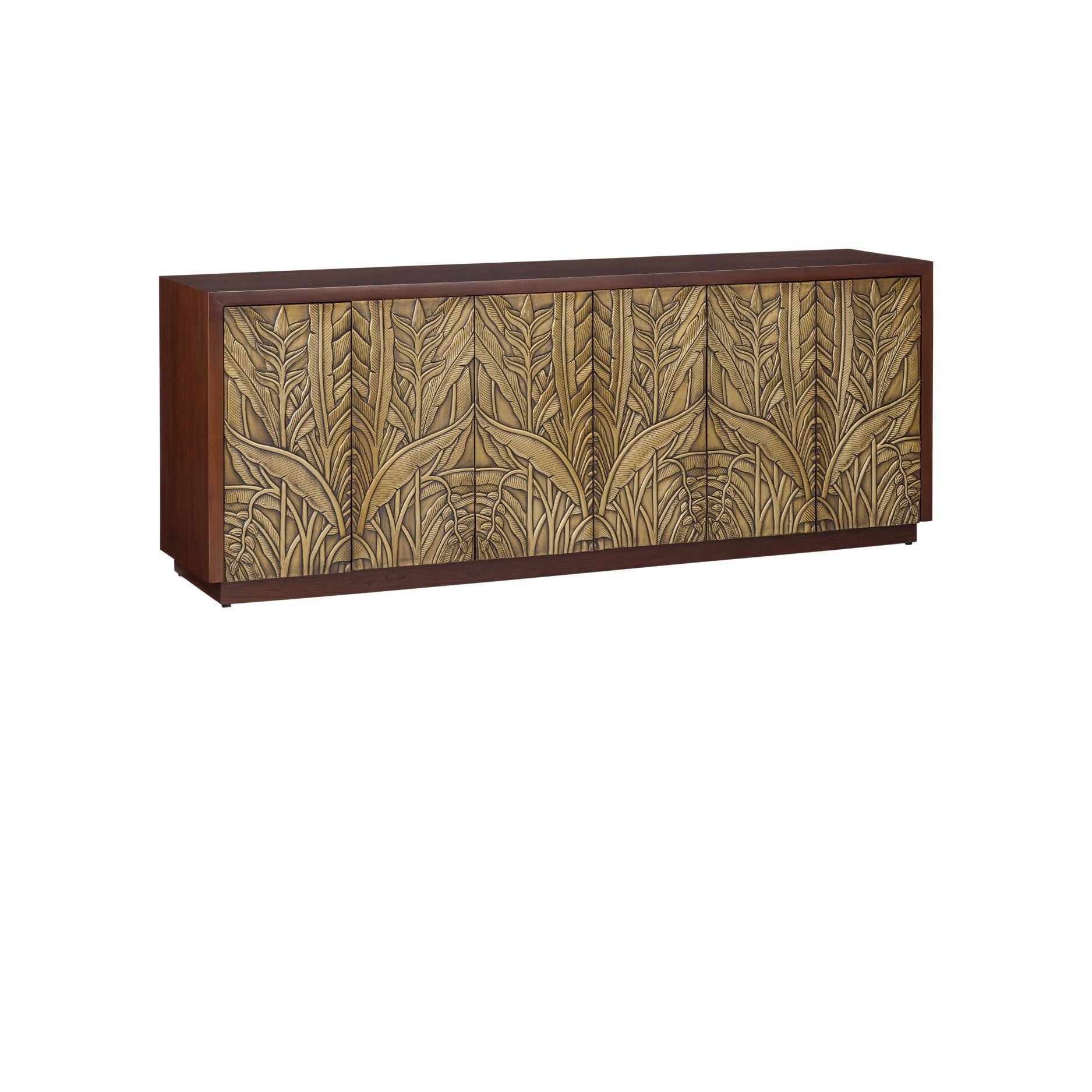 Currey and Company - 3000-0324 - Crédence - Jardin - Noyer / Laiton antique