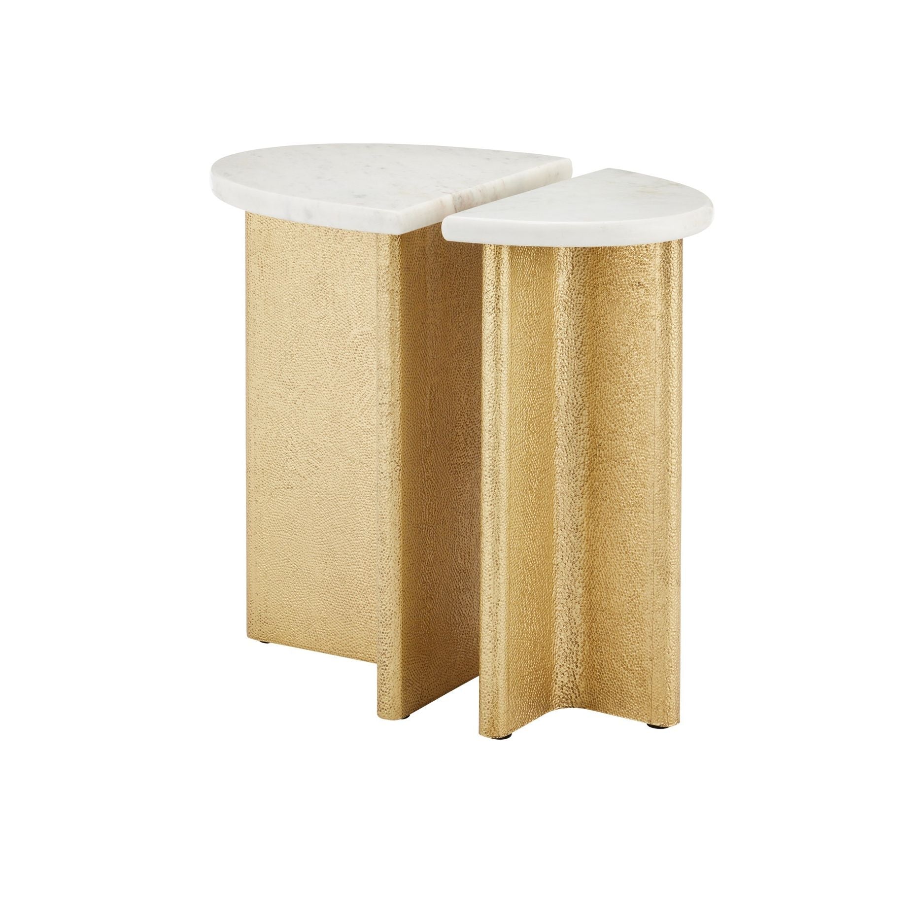 Currey and Company - 4000-0233 - Accent Table - Doublet Marble Accent Table Set of 2 - White / Antique Brass