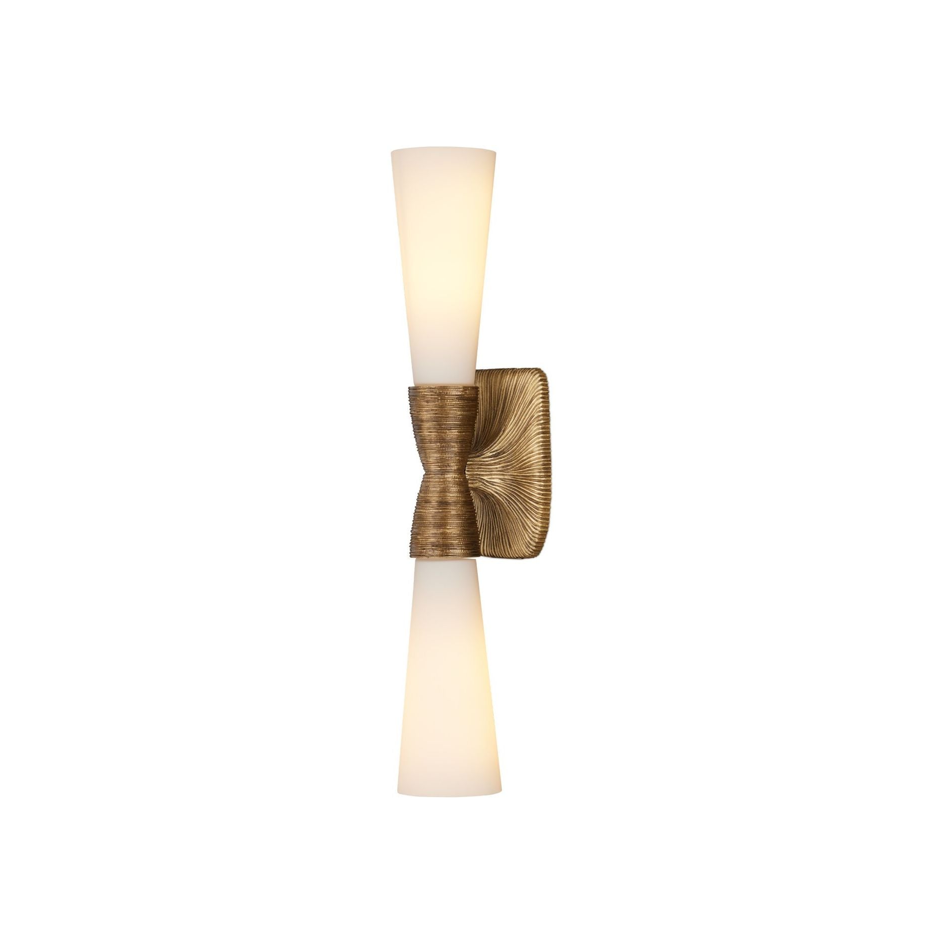 Currey and Company - 5800-0065 - Deux lumières Murale - Burrows - Blanc opaque / Laiton antique