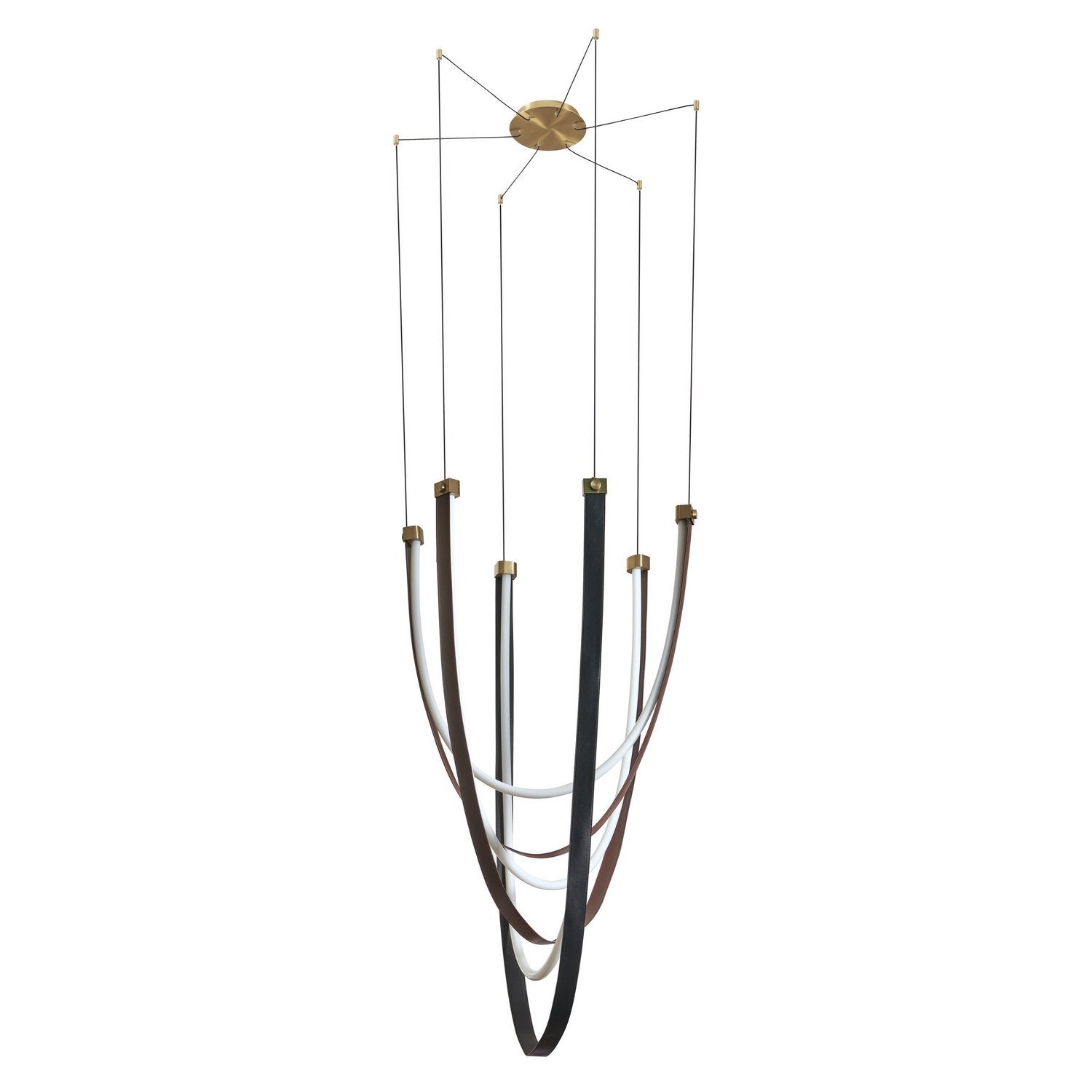 Thesis Lighting 207275A Ayers LED Chandelier in Champagne Bronze w/Black/Brown Leather