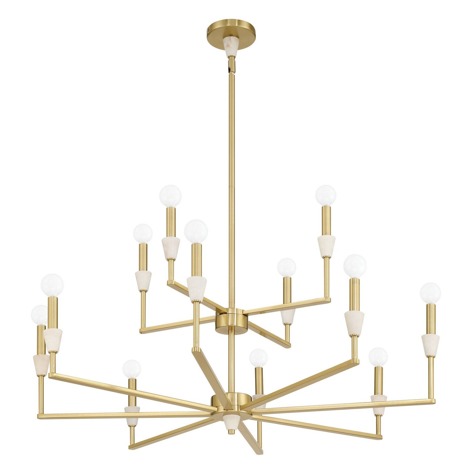 Thesis Lighting 207361A Montclair 12 Light Chandelier in Brushed Gold, White