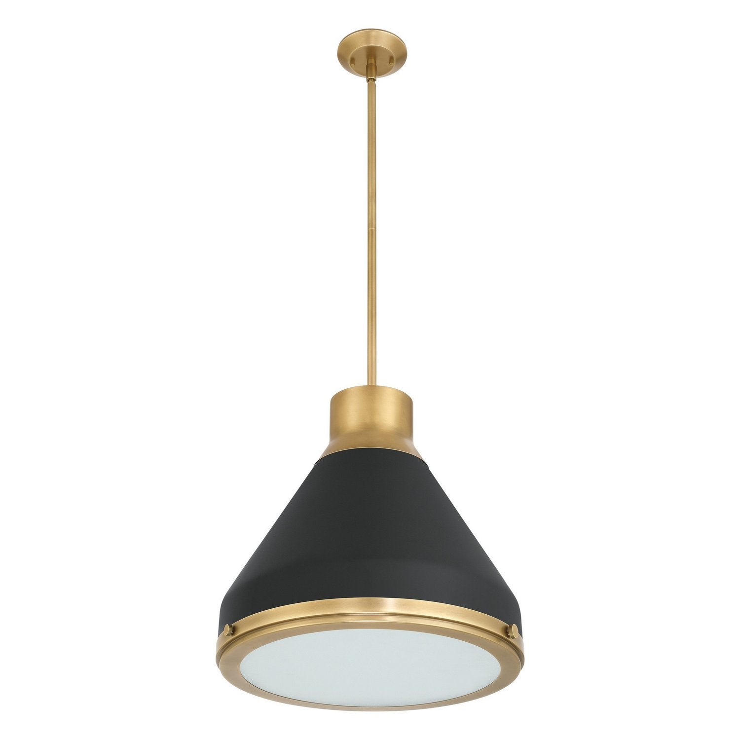 Thesis Lighting 207403A Doyle Pendant in Natural Brass, Matte Black