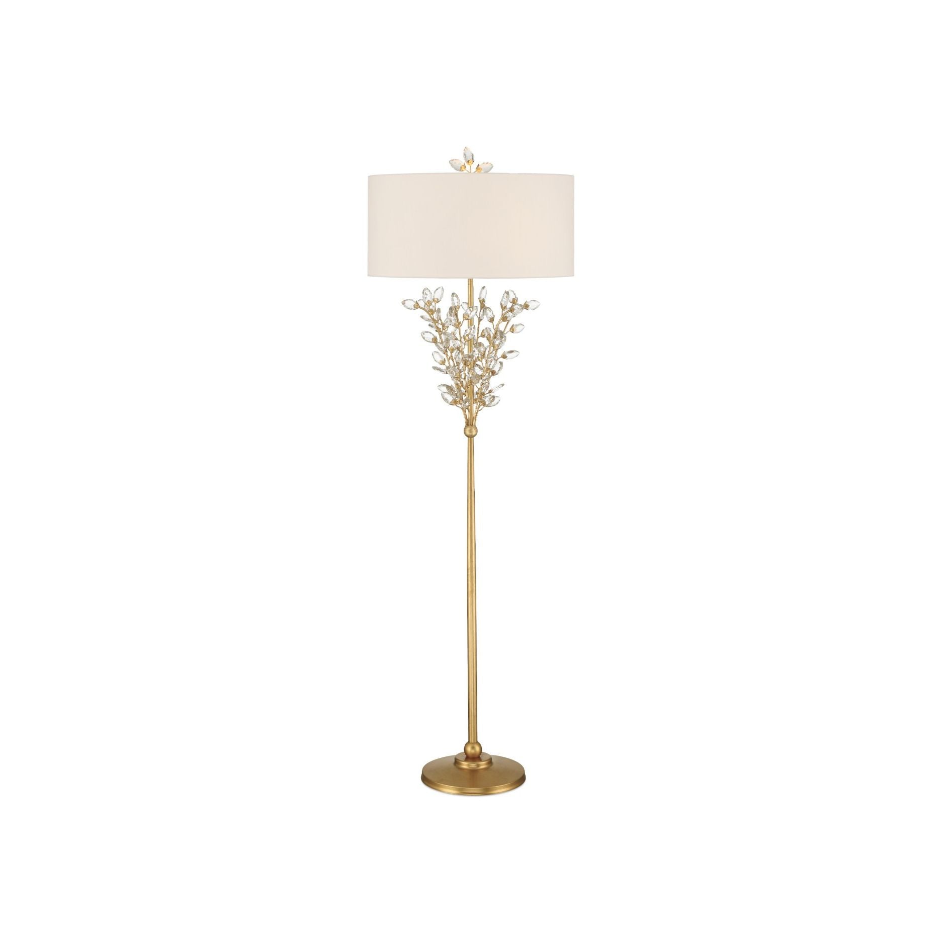 Currey and Company - 8000-0168 - Lampadaire à deux lumières - Myosotis - Transparent / Feuille d'or chinoise