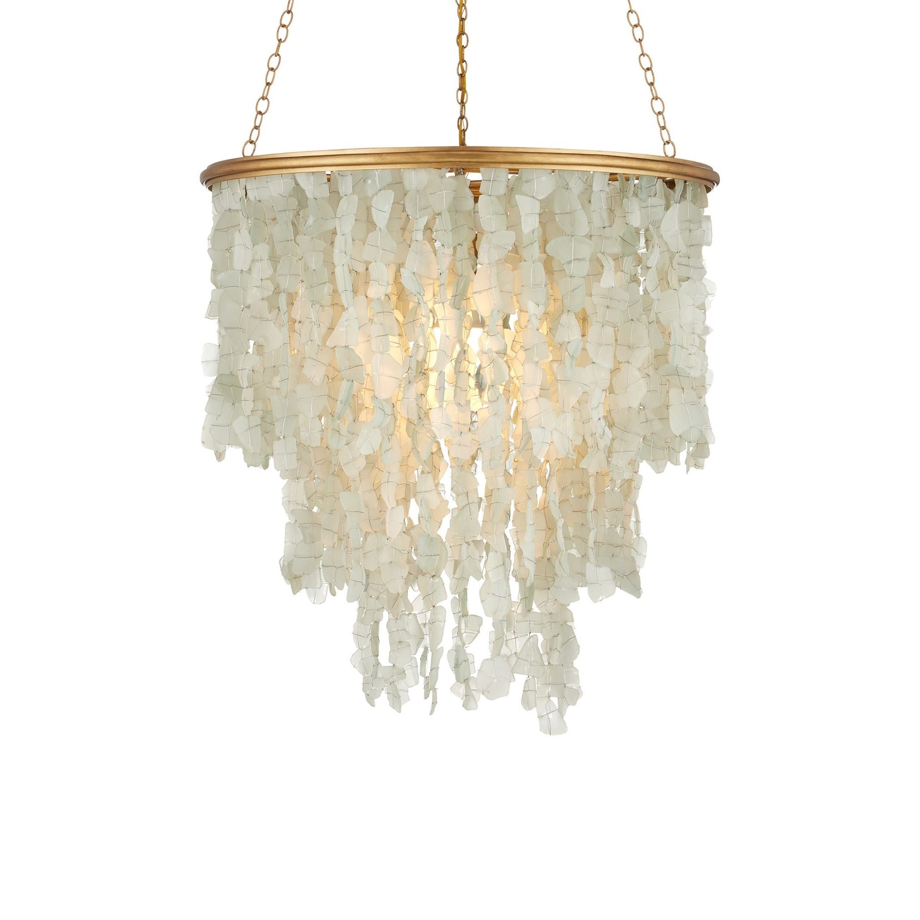 Currey and Company - 9000-1318 - Une lumière Suspendu - Verre de Mer - Seaglass / Or Contemporain