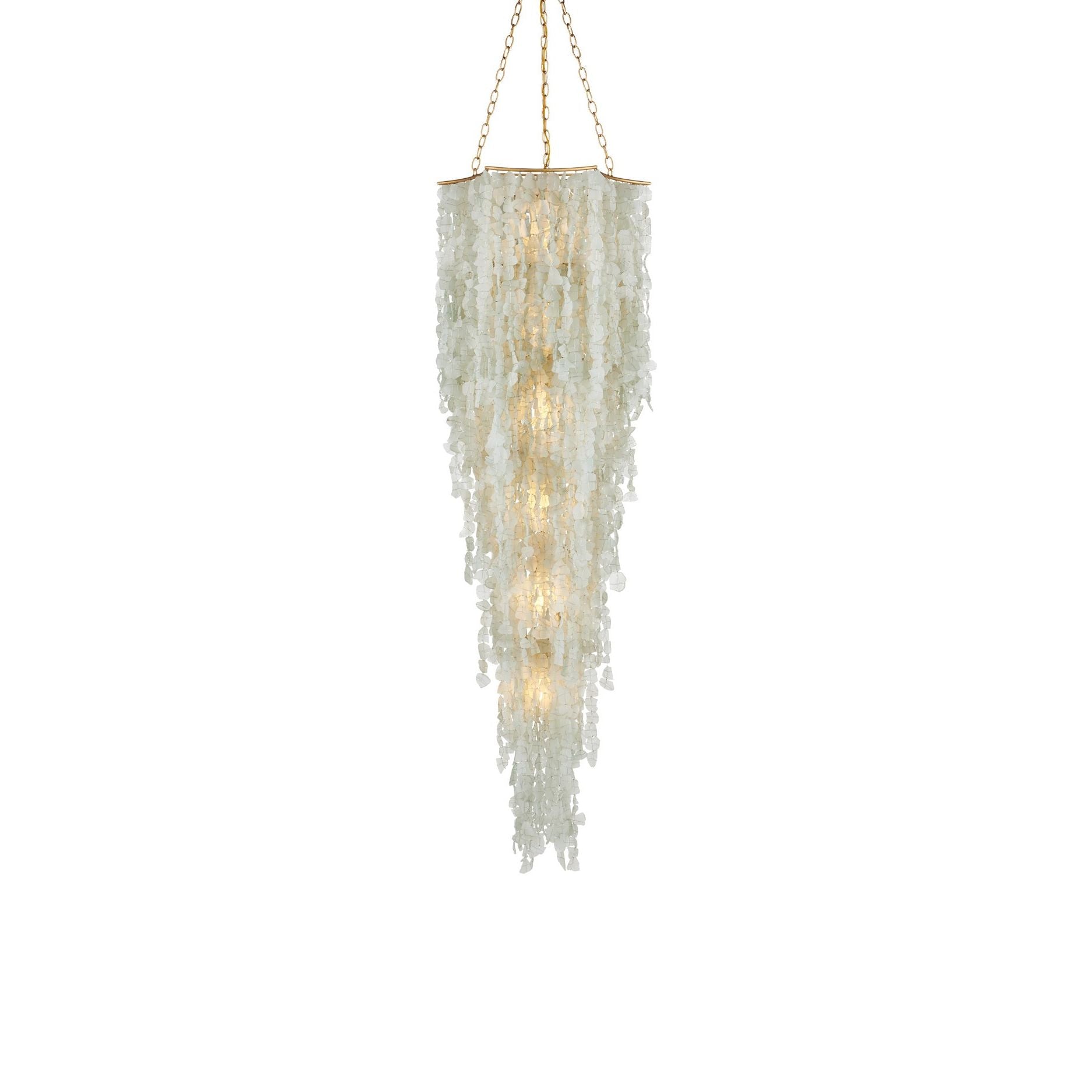 Currey and Company - 9000-1319 - Six Lumières Suspendu - Verre de Mer - Seaglass / Or Contemporain
