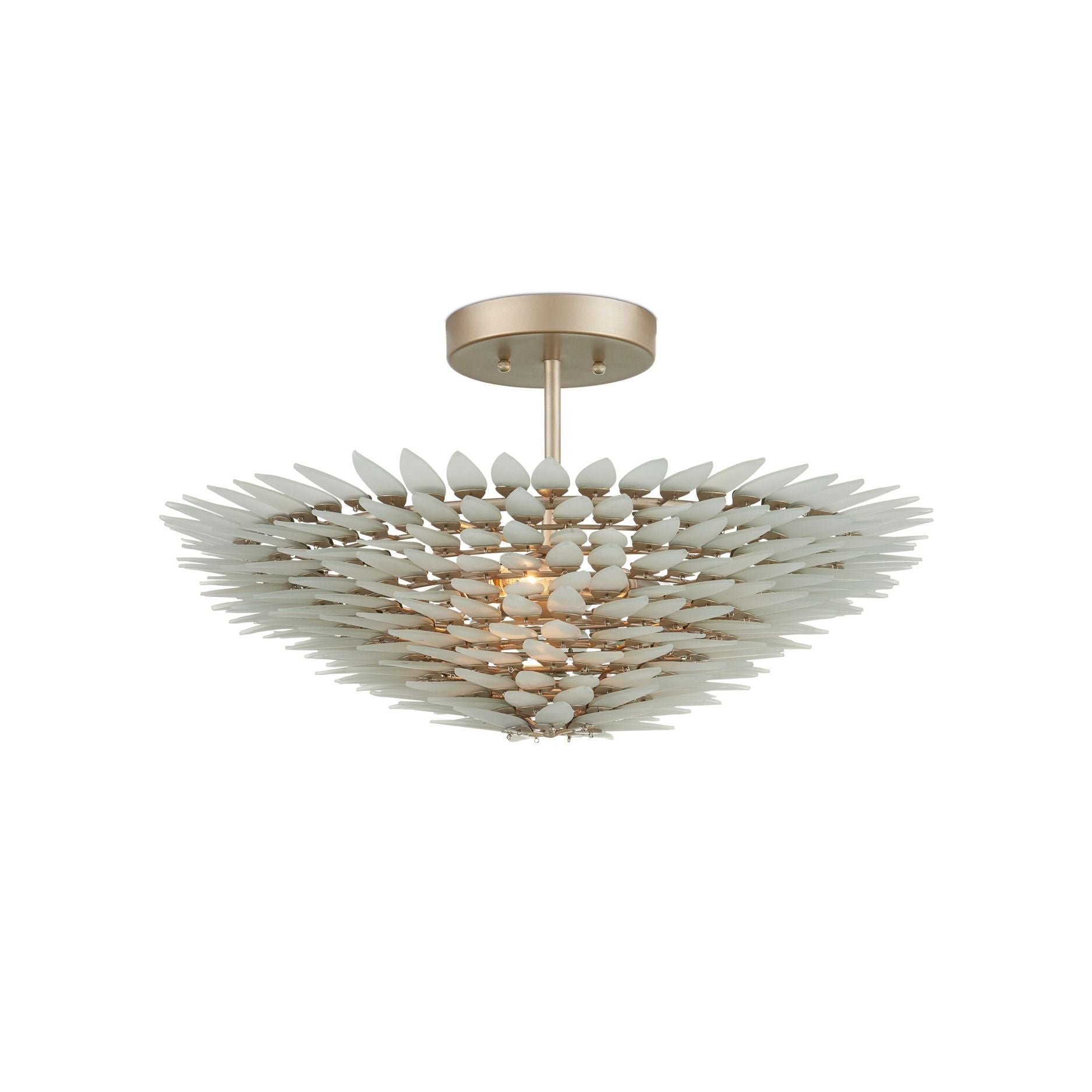 Currey and Company - 9000-1326 - Trois feux semi-automatiquesPlafonnier - Dahlia Semi-Plafonnier - Argent givré / contemporain