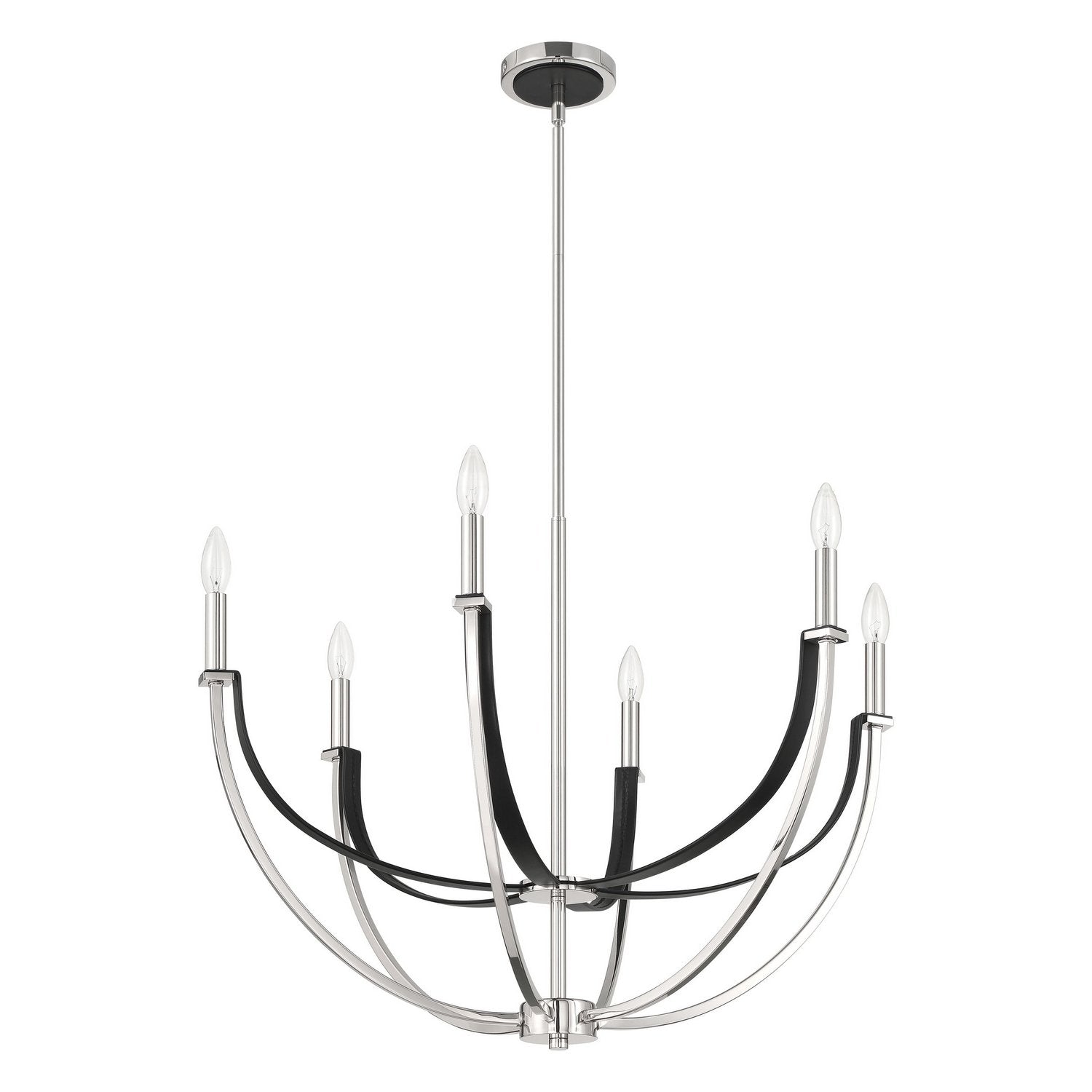 Thesis Lighting 207886A Sussex Chandelier in Polished Nickel, Black