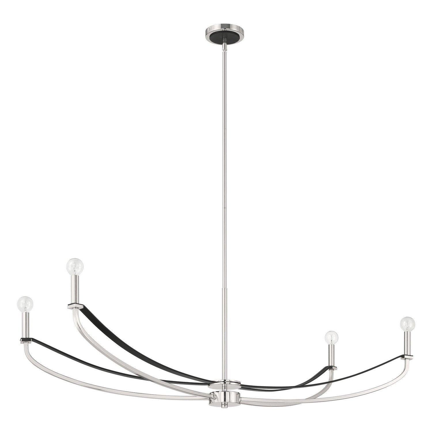Thesis Lighting 207889A Sussex Linear Chandelier in Polished Nickel, Black