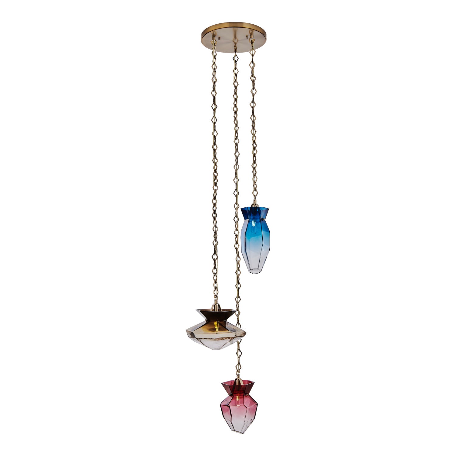 Kalco - 528351WB - Trois lumières Suspendu - Bolsa - Laiton d'hiver