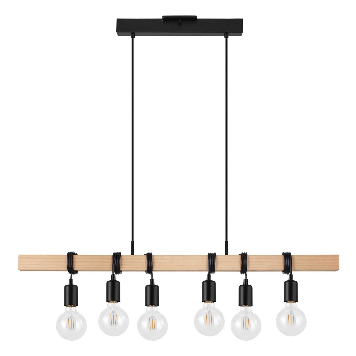 Eglo Canada - 204679A - Six Light Linear Pendant - Kingswood - Wood & Black