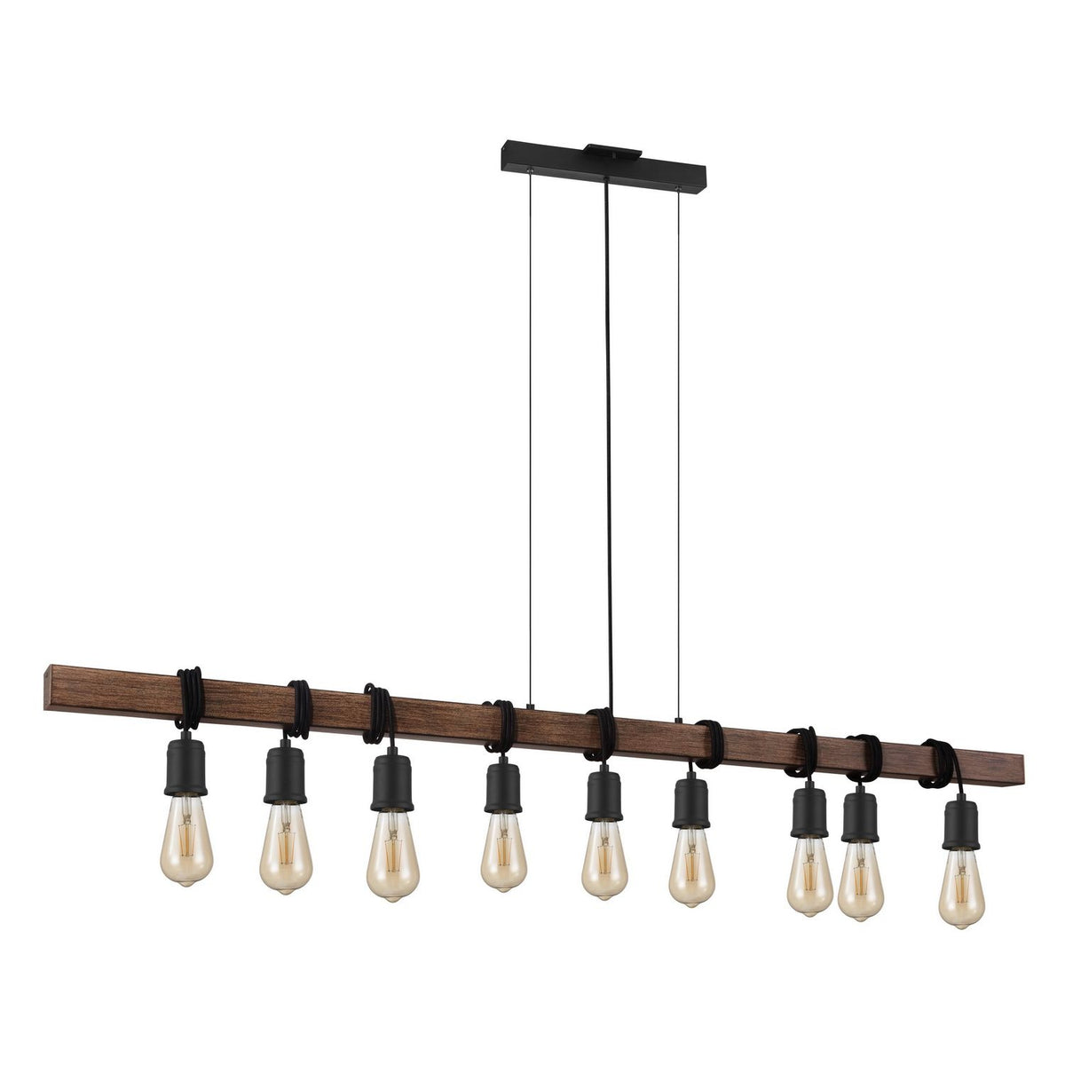 Eglo Canada - 204242A - Nine Light Pendant - Violon - Black & Dark Brown Wood