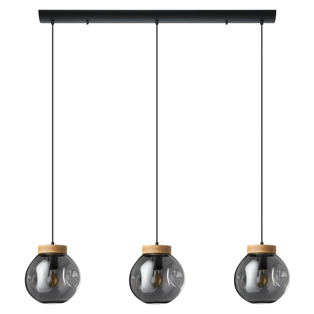 Eglo Canada - 390318A - Three Light Linear Pendant - Magacela - Black & Light Wood