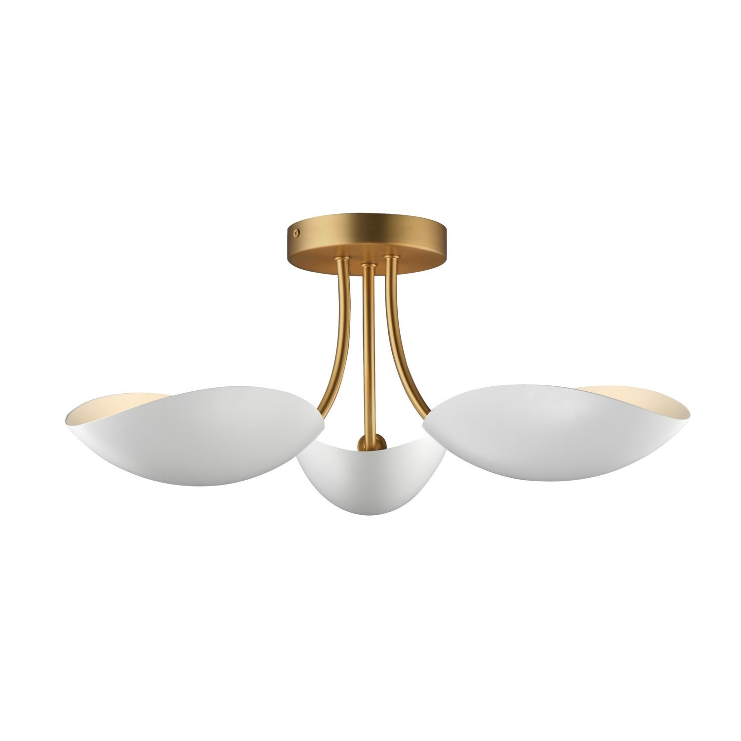 Maxim Lighting 10823WTNAB Maris Semi Flush Mount in White/Natural Aged Brass