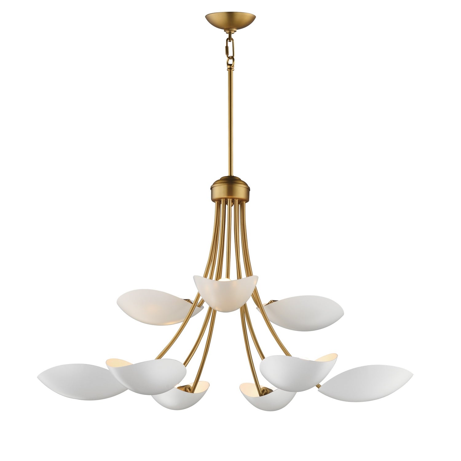 Maxim Lighting 10829WTNAB Maris Chandelier in White/Natural Aged Brass