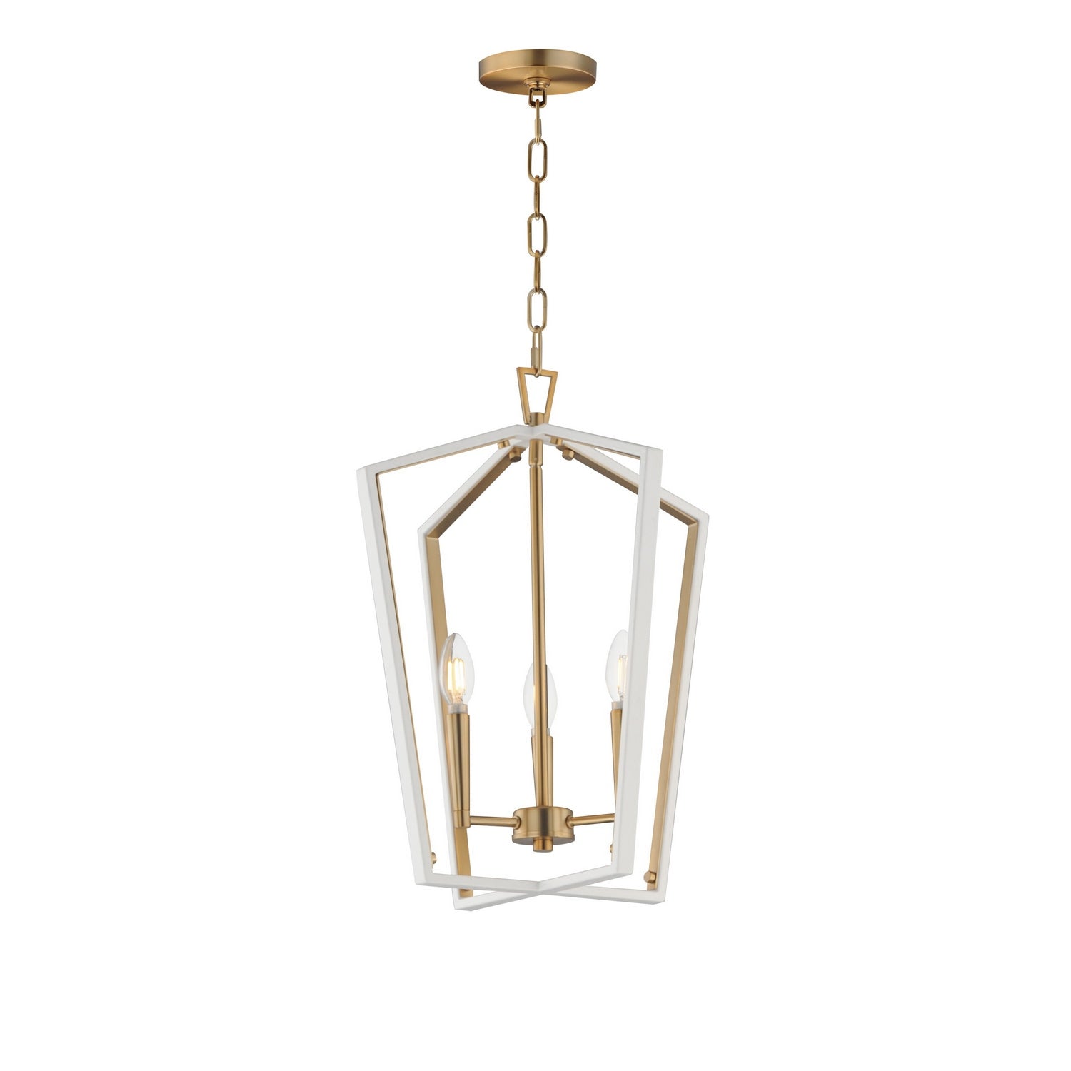 Maxim Lighting 28613WTNAB Melrose Pendant in White/Natural Aged Brass