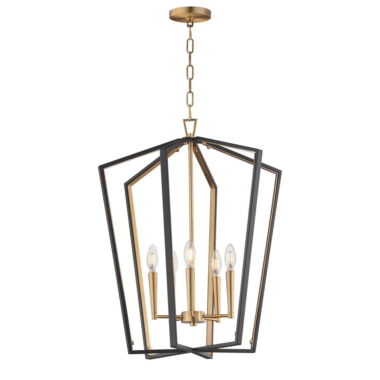 Maxim Lighting 28615BKNAB Melrose Pendant in Black / Natural Aged Brass