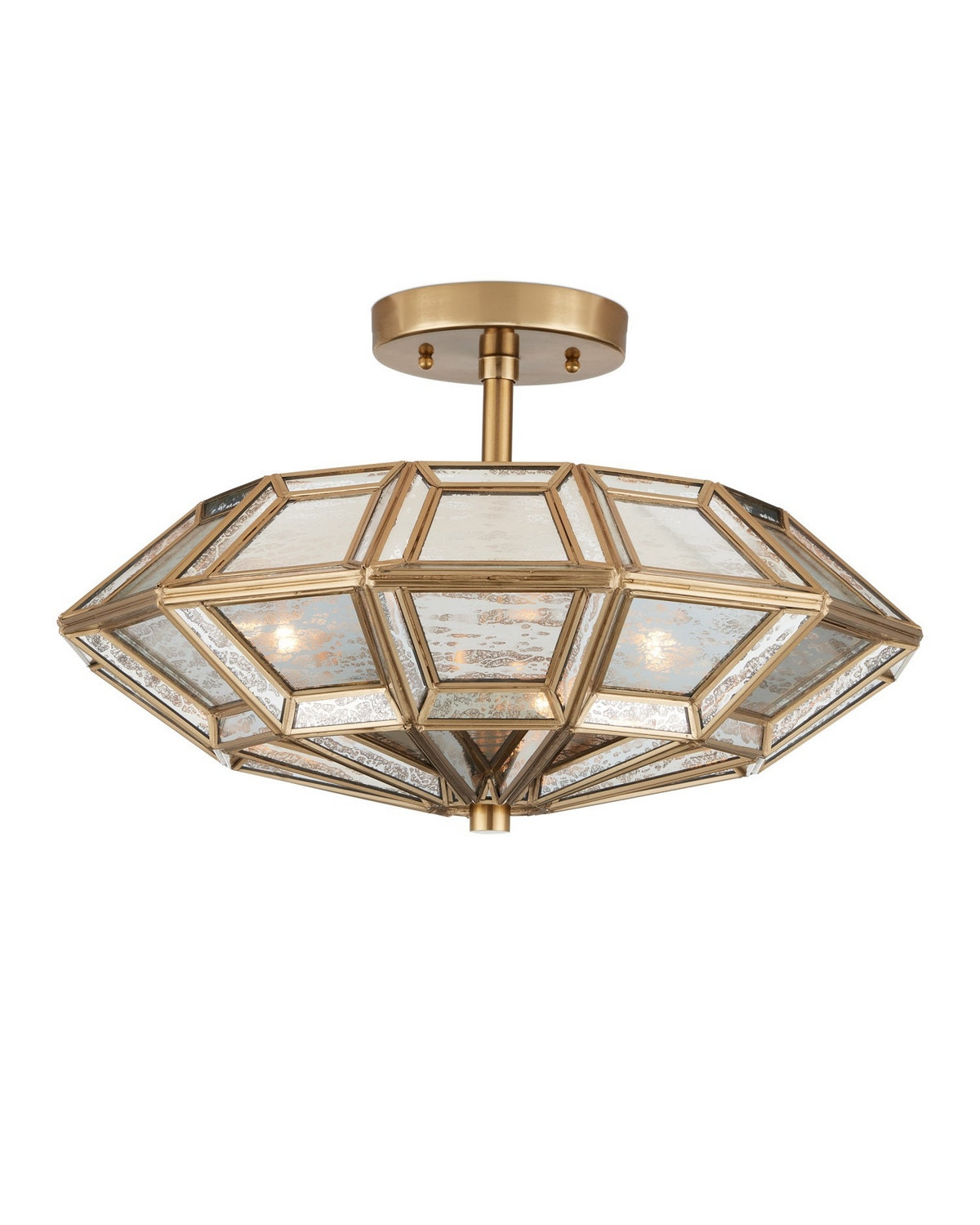 Currey and Company 9000-1362 Valentina Semi-Flush Mount in Antique Brass/Antique Silver