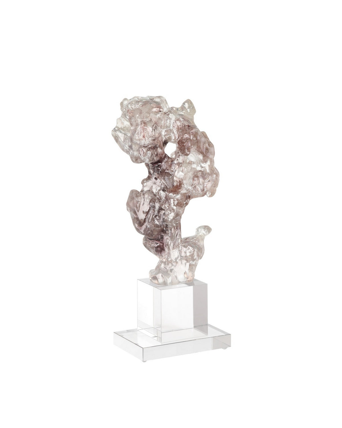 Sculpture en faux cristal de roche Currey and Company 1200-0974, rose/violet/transparent