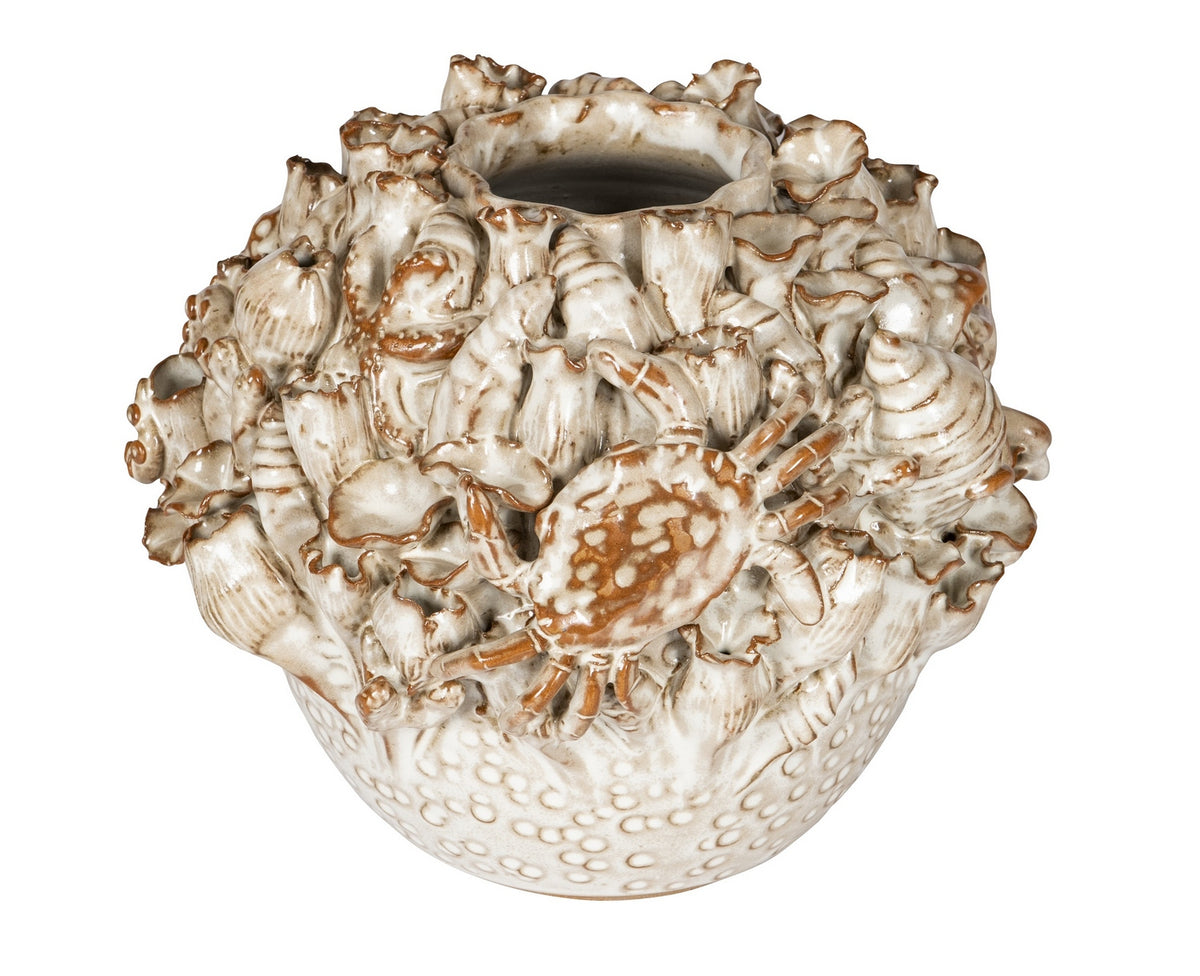 Vase Tidal Currey and Company 1200-1053 en blanc laiteux